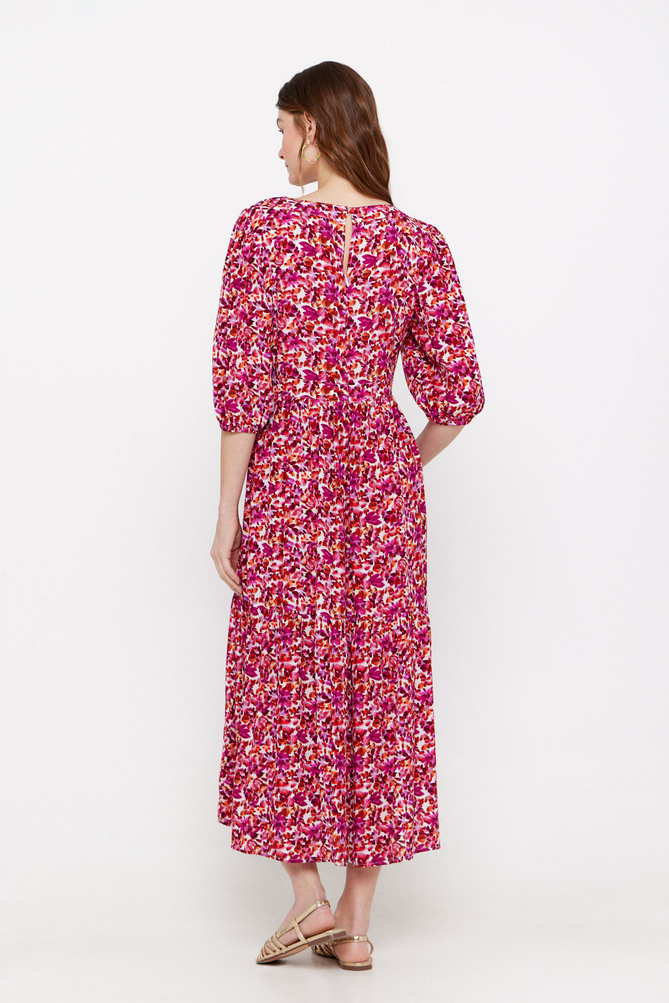 Cortefiel Vestido midi estampado Multicolor
