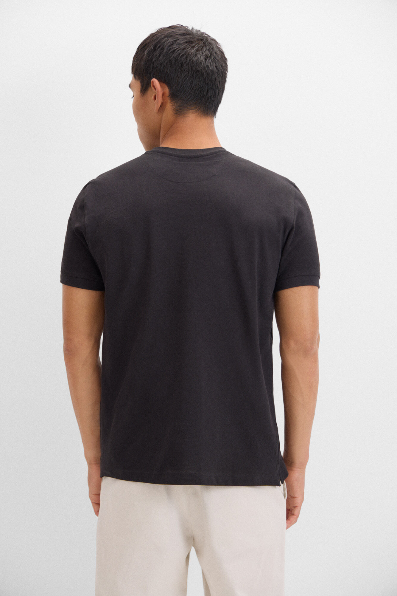 Cortefiel Camiseta b&aacute;sica piqu&eacute; Negro