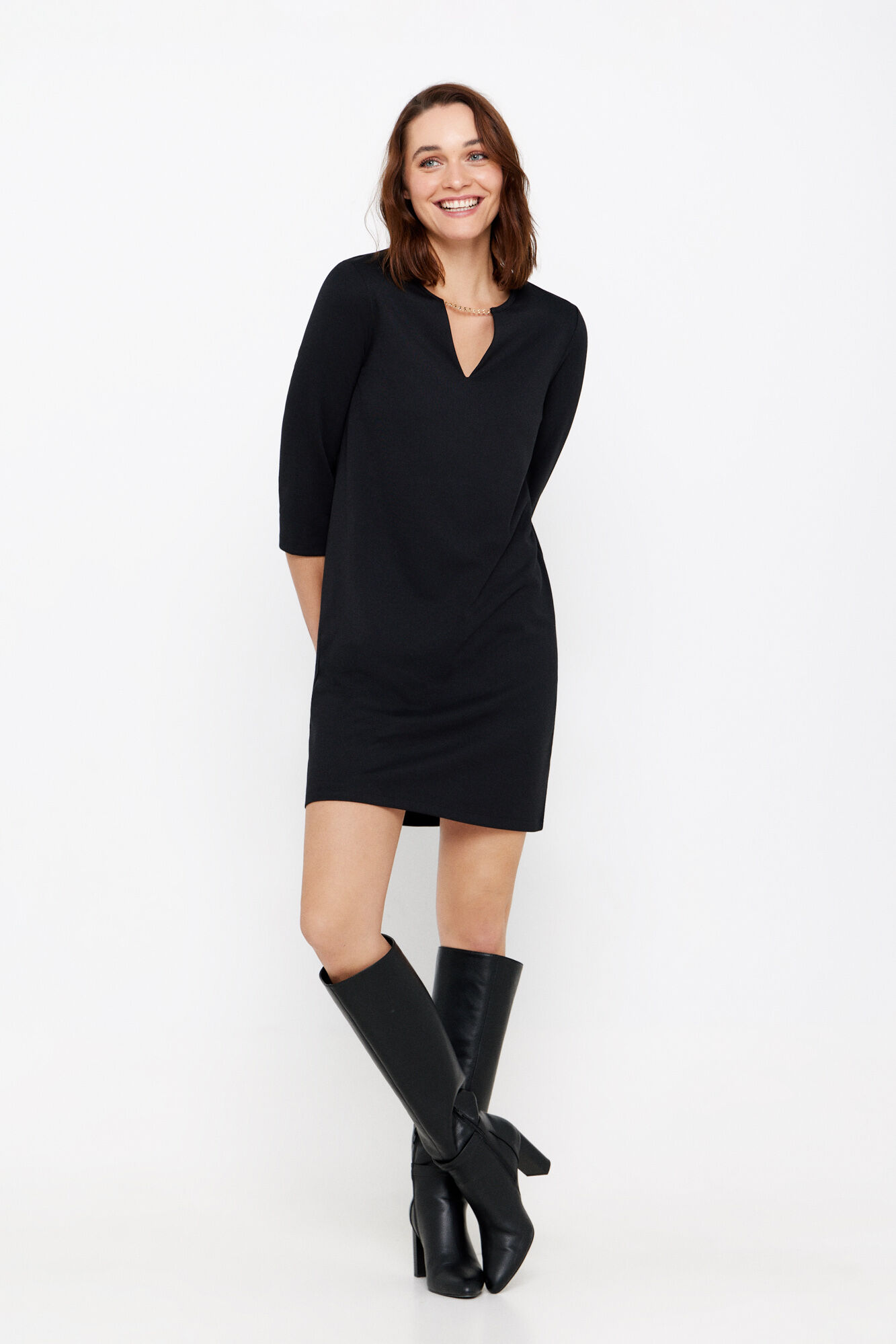 Cortefiel Vestido detalle cadena Negro