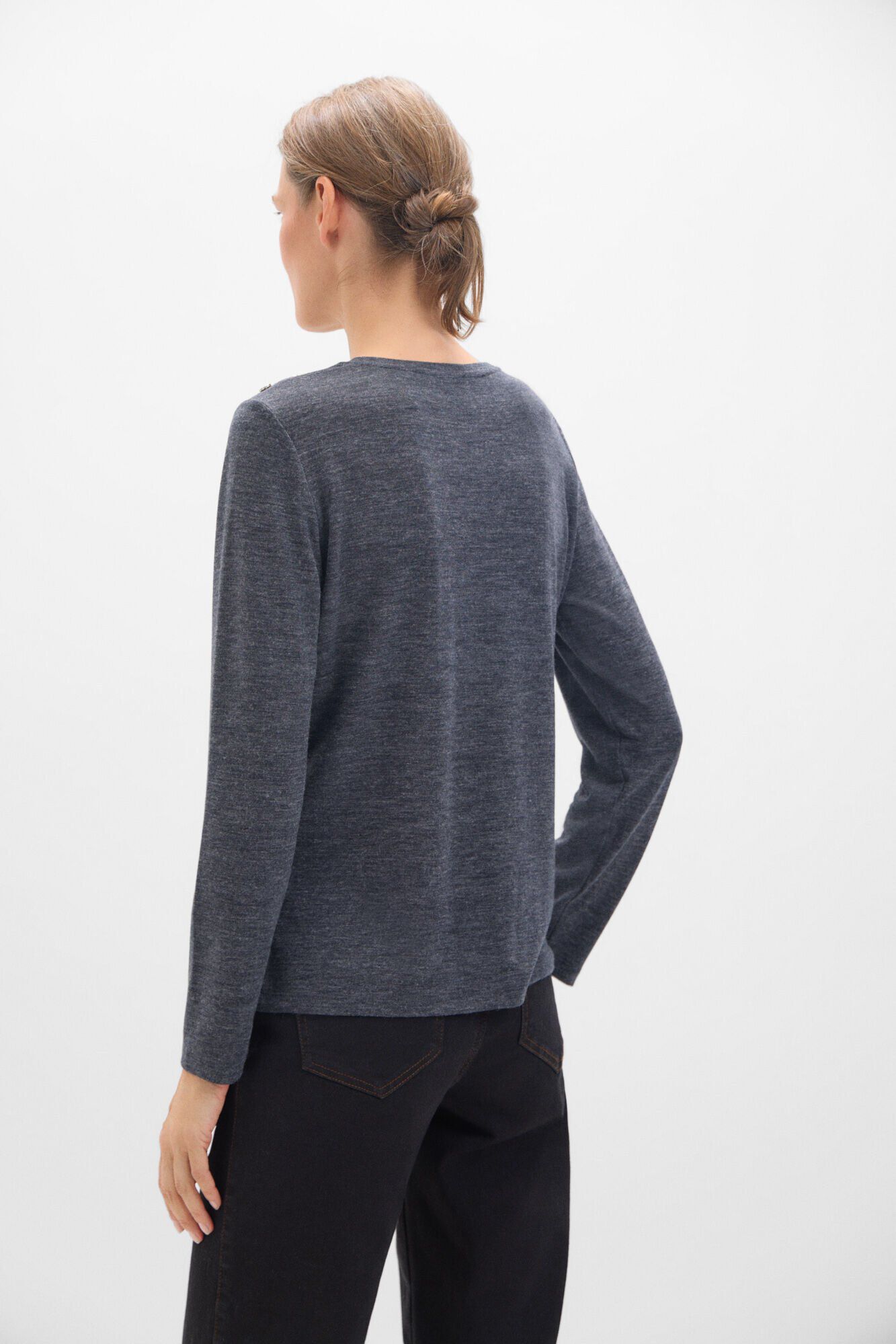 Cortefiel Camiseta manga larga con botones Gris