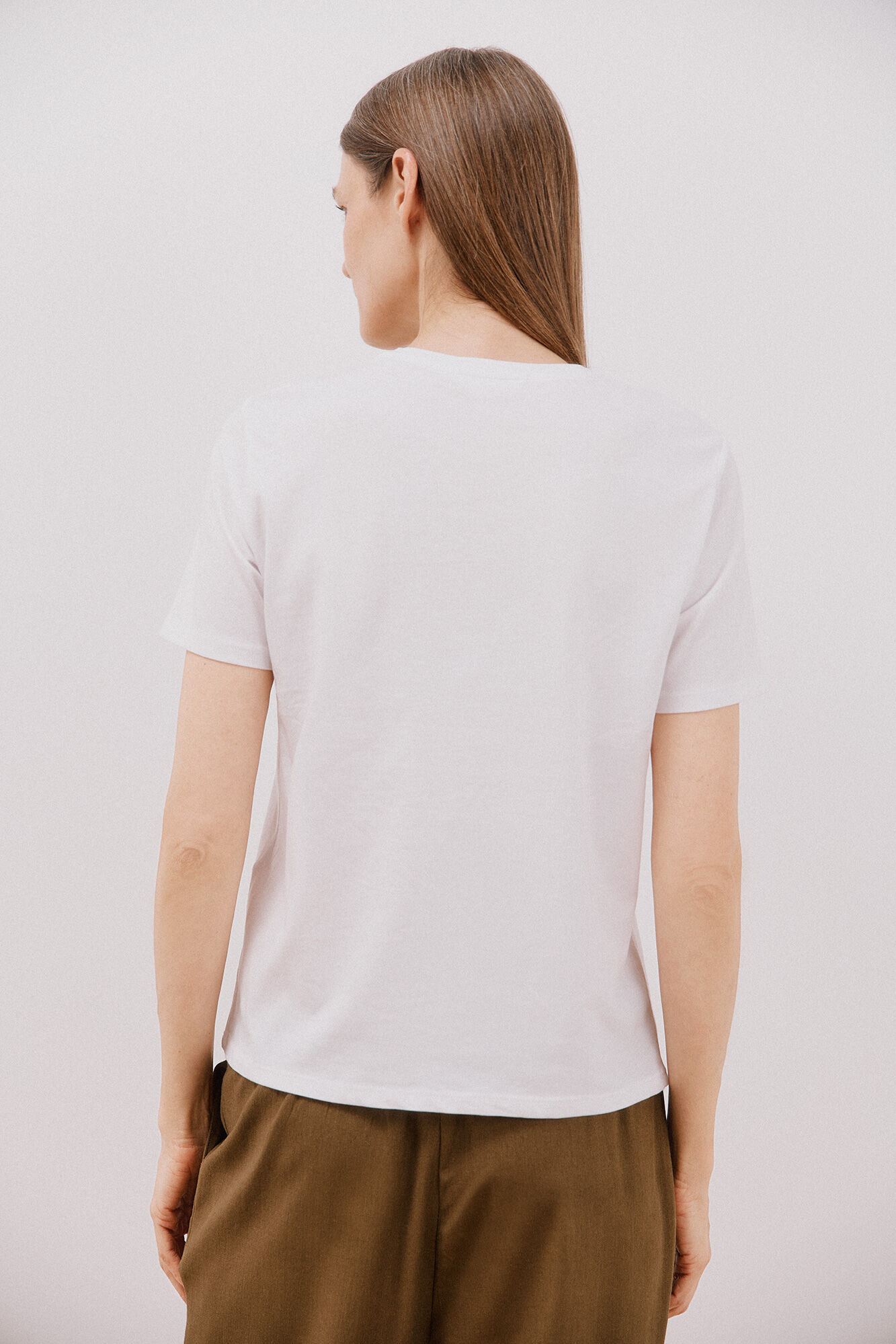 Cortefiel Playera estampada Marfil