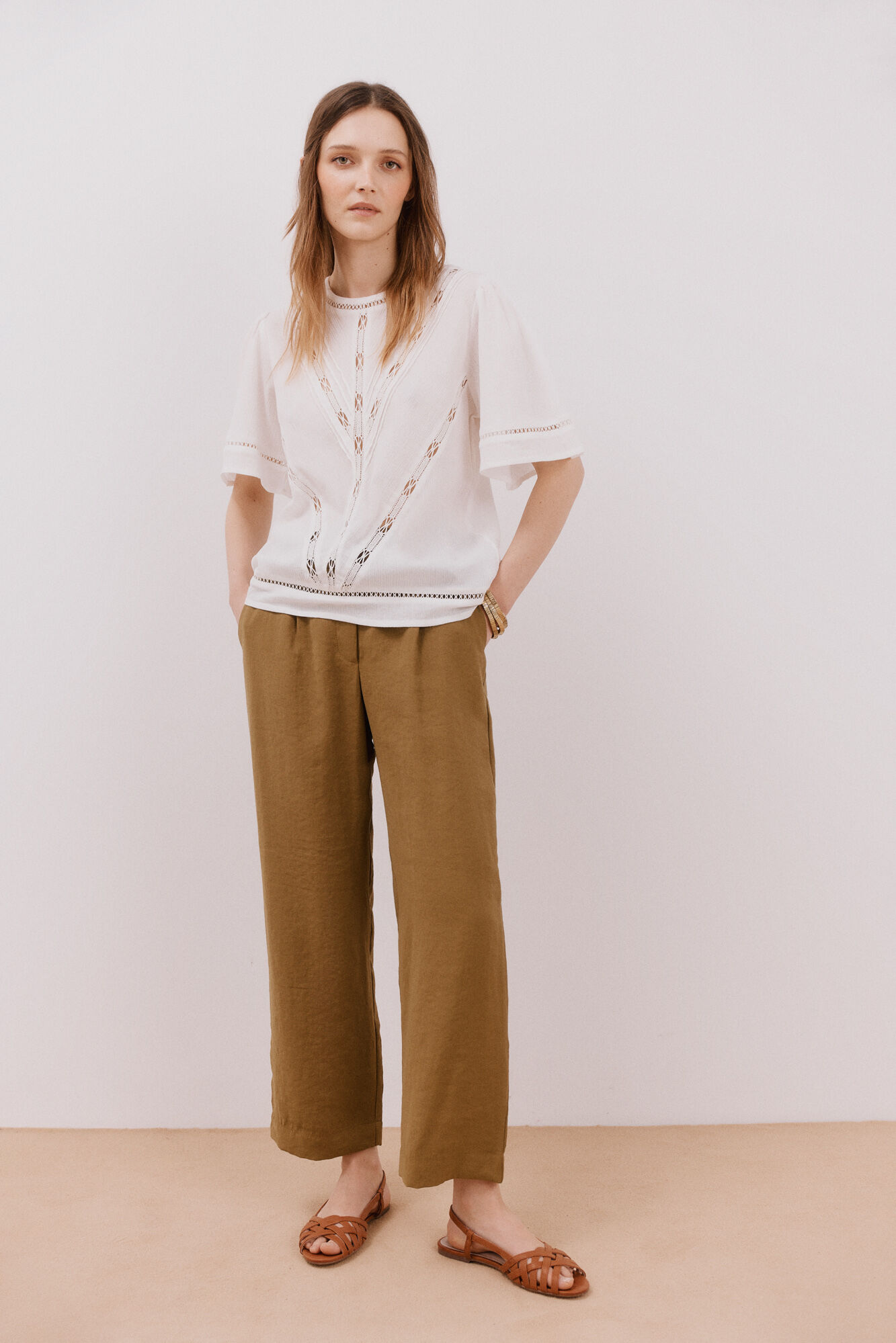 Cortefiel Blusa rom&aacute;ntica con entred&oacute;s Blanco