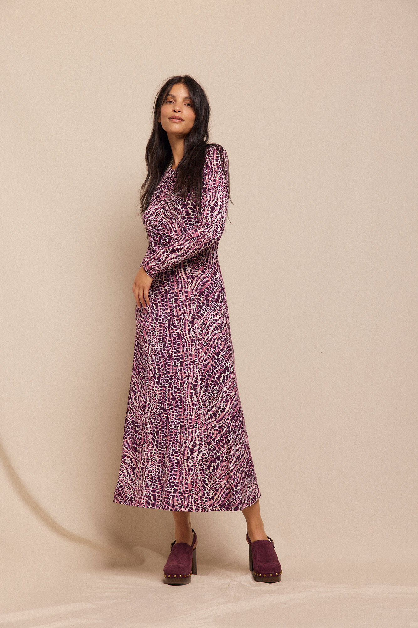 Slowlove Vestido estampado con frunces Multicolor