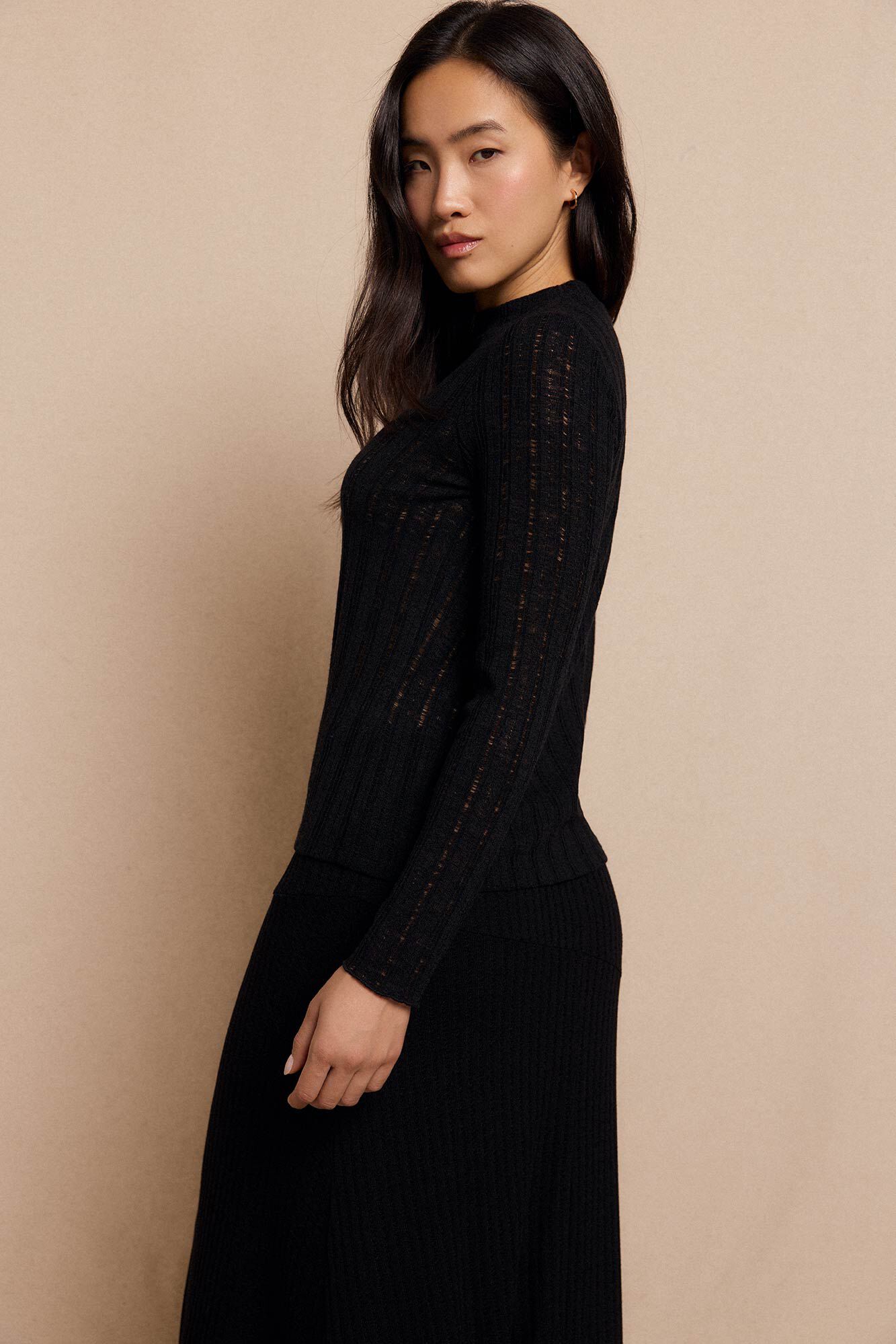 Slowlove Top de tejido con estructura Negro