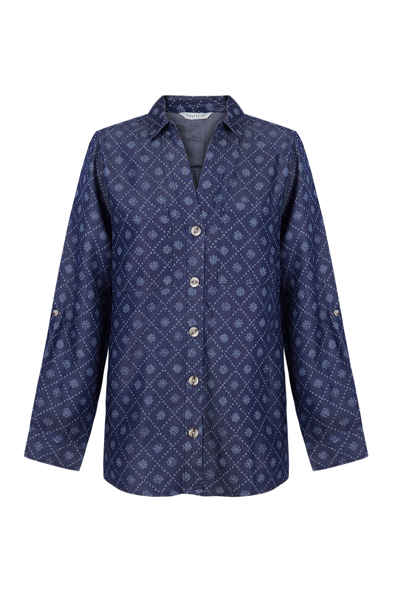 Cortefiel Camisa vaquera tencel Estampado azul