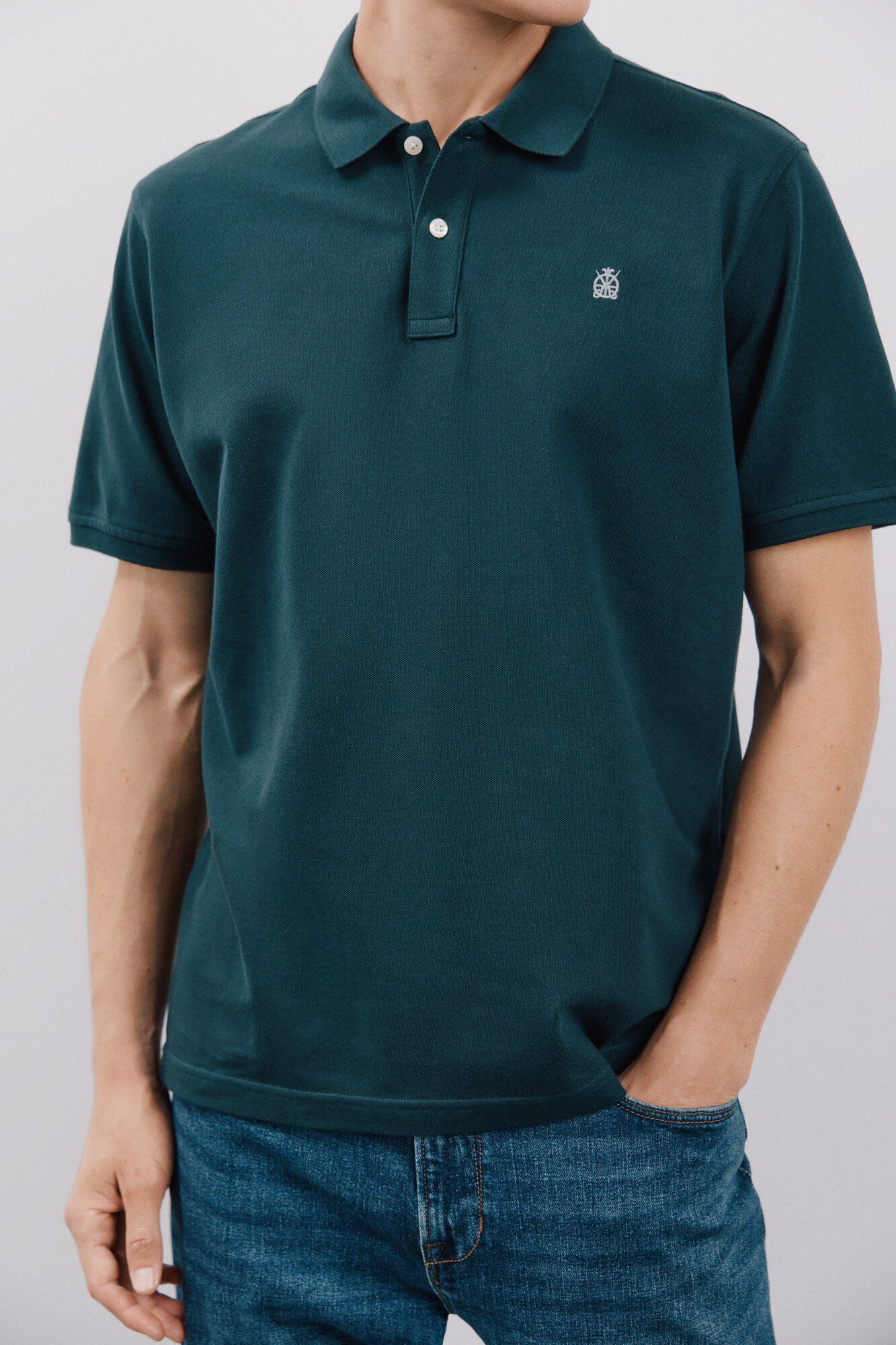 Cortefiel Polo b&aacute;sico piqu&eacute; Azul