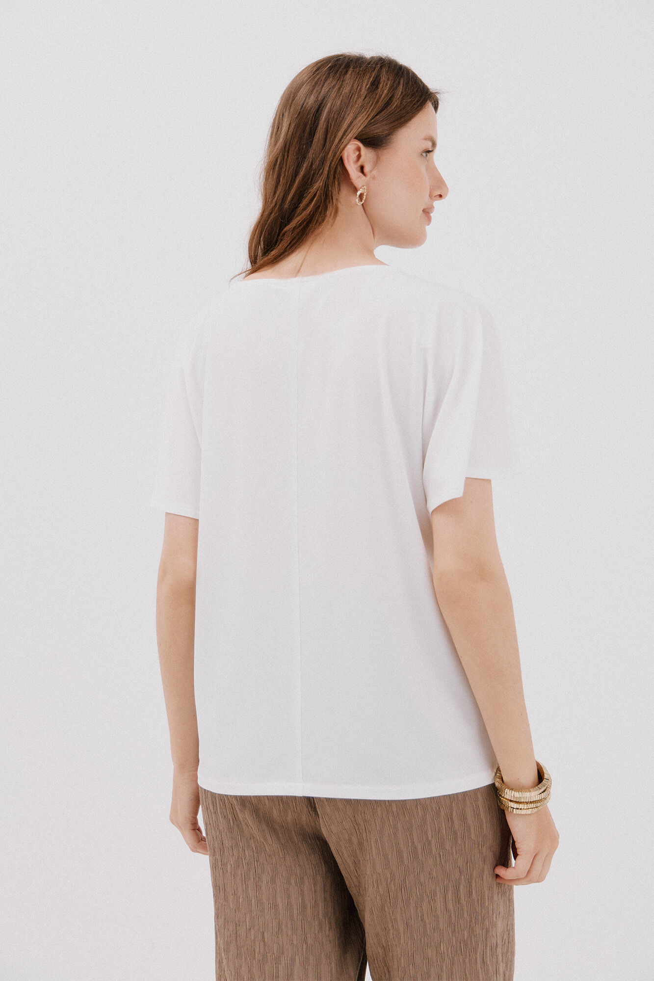 Cortefiel Playera b&aacute;sica fluida Blanco