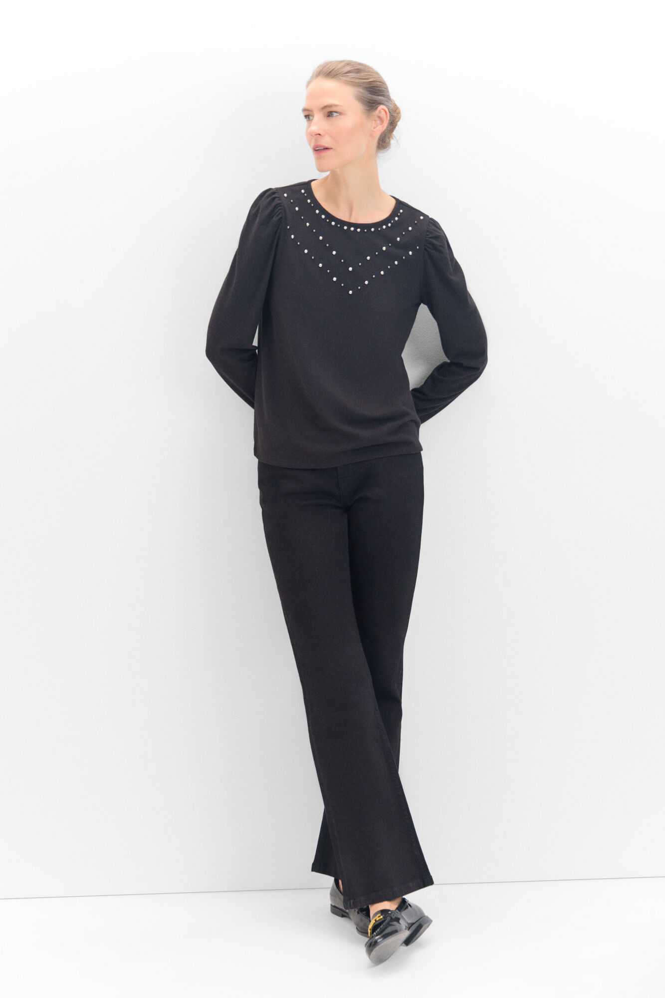 Cortefiel Camiseta con studs Negro