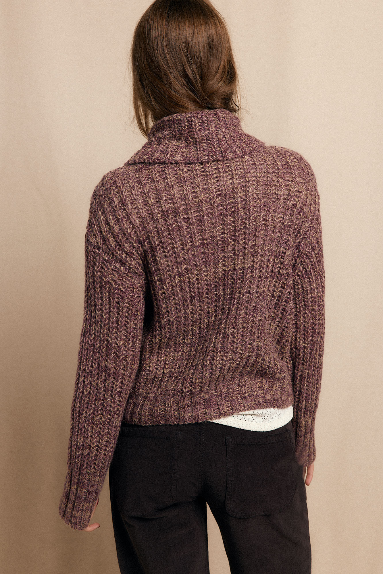 Slowlove Su&eacute;ter de cuello vuelto bicolor Lila