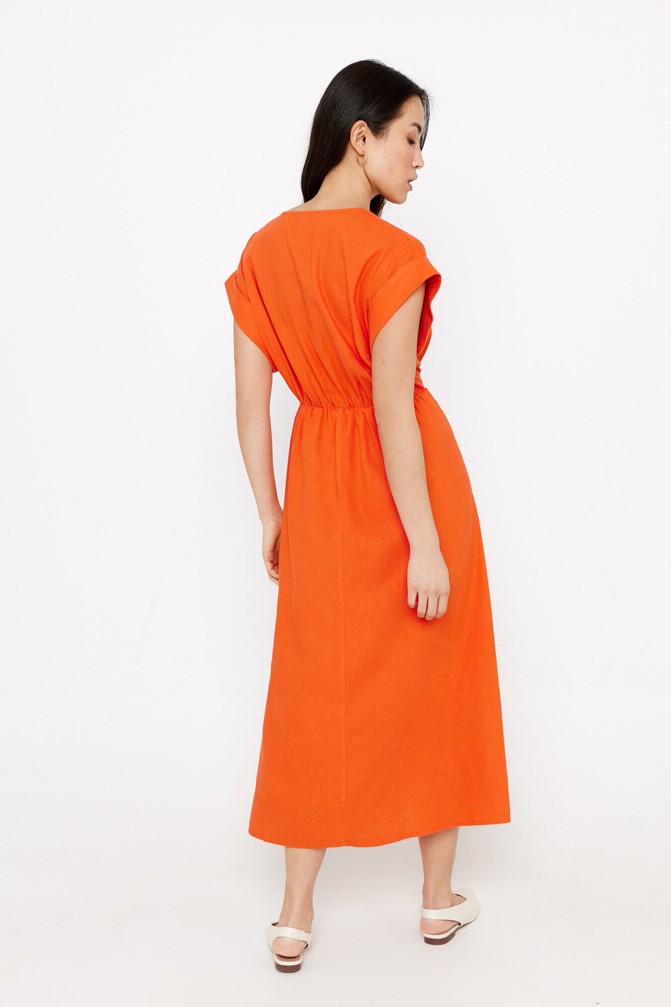 Cortefiel Vestido largo efecto r&uacute;stico Naranja