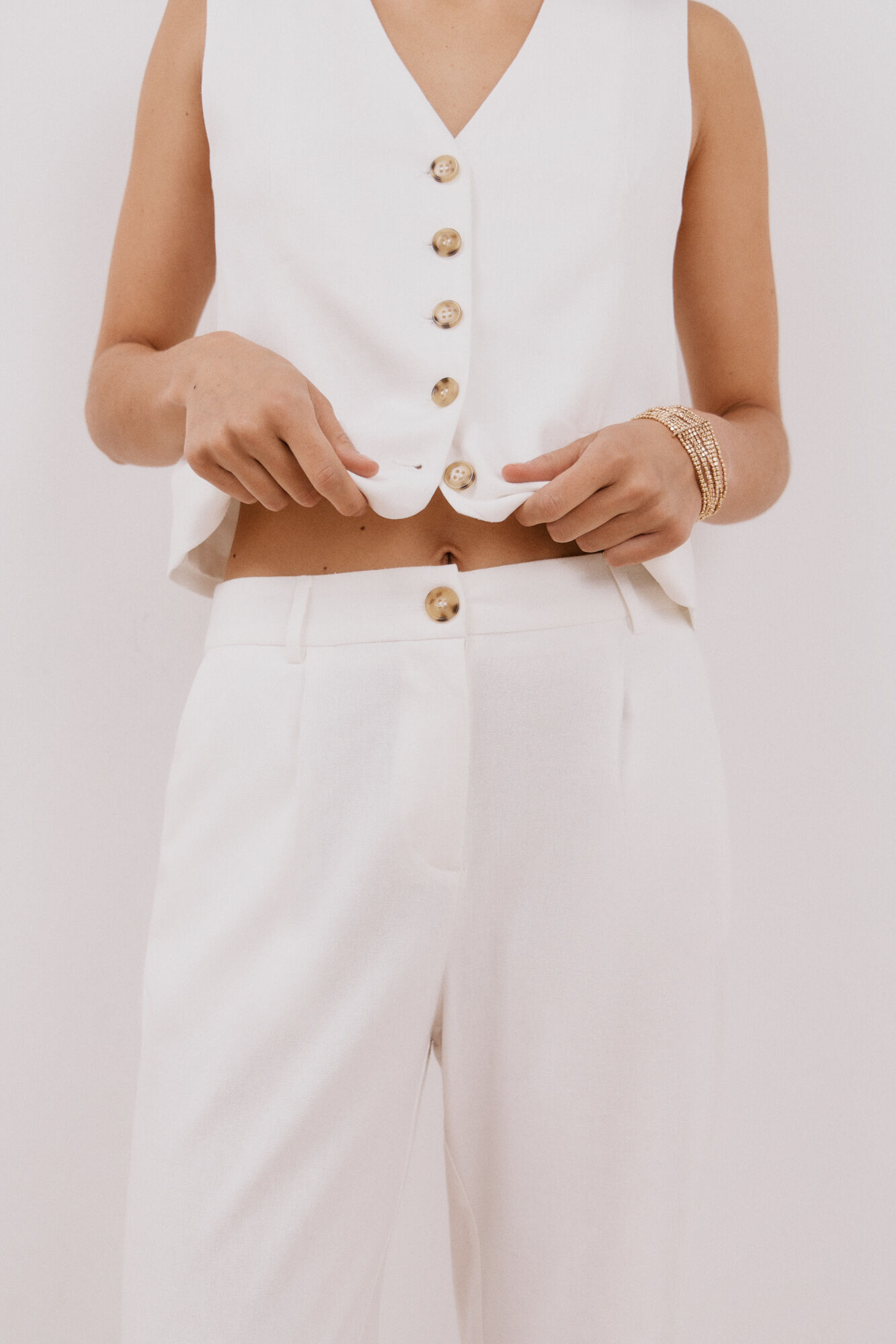 Cortefiel Falda midi capa Blanco