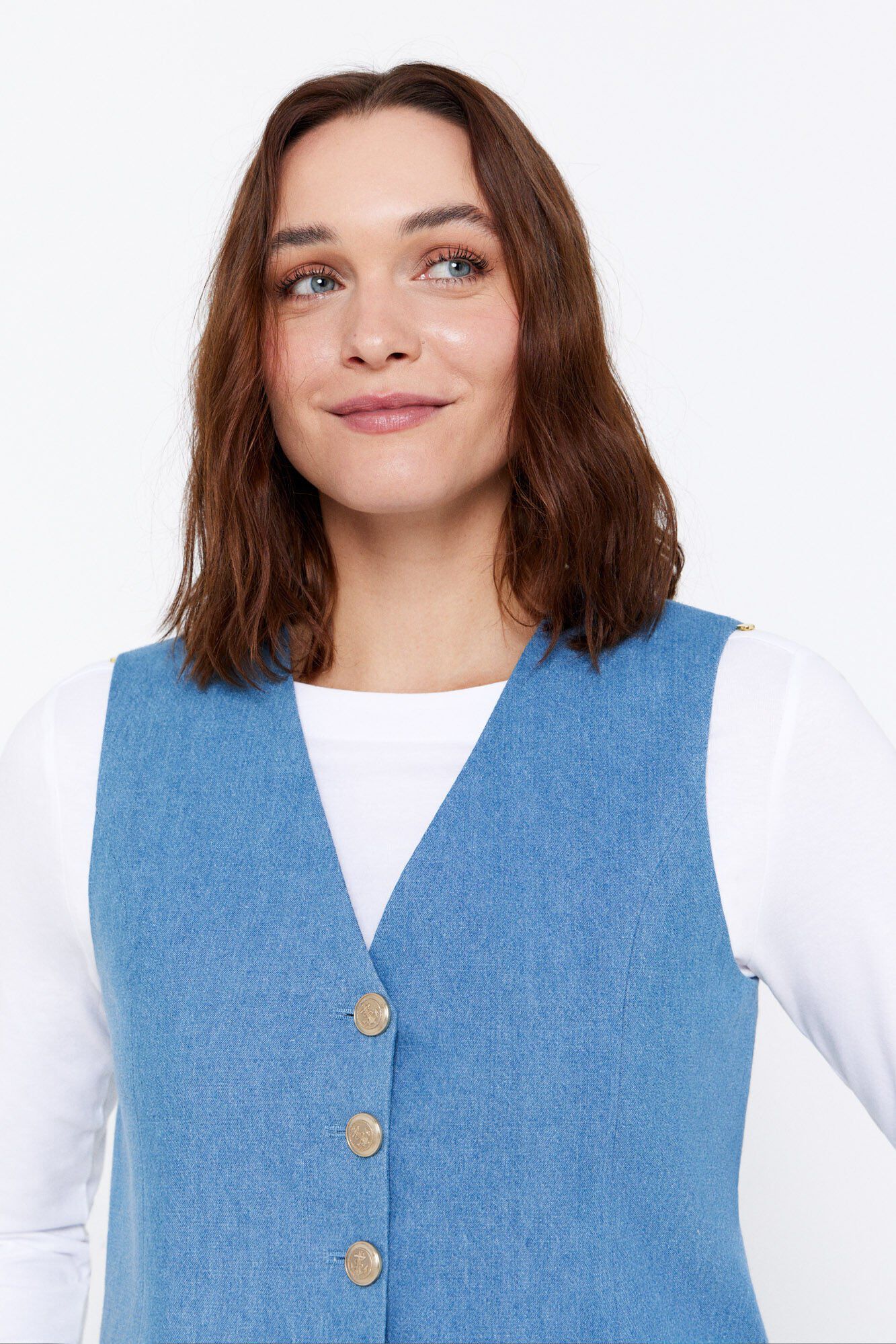 Cortefiel Chaleco tejido denim Azul