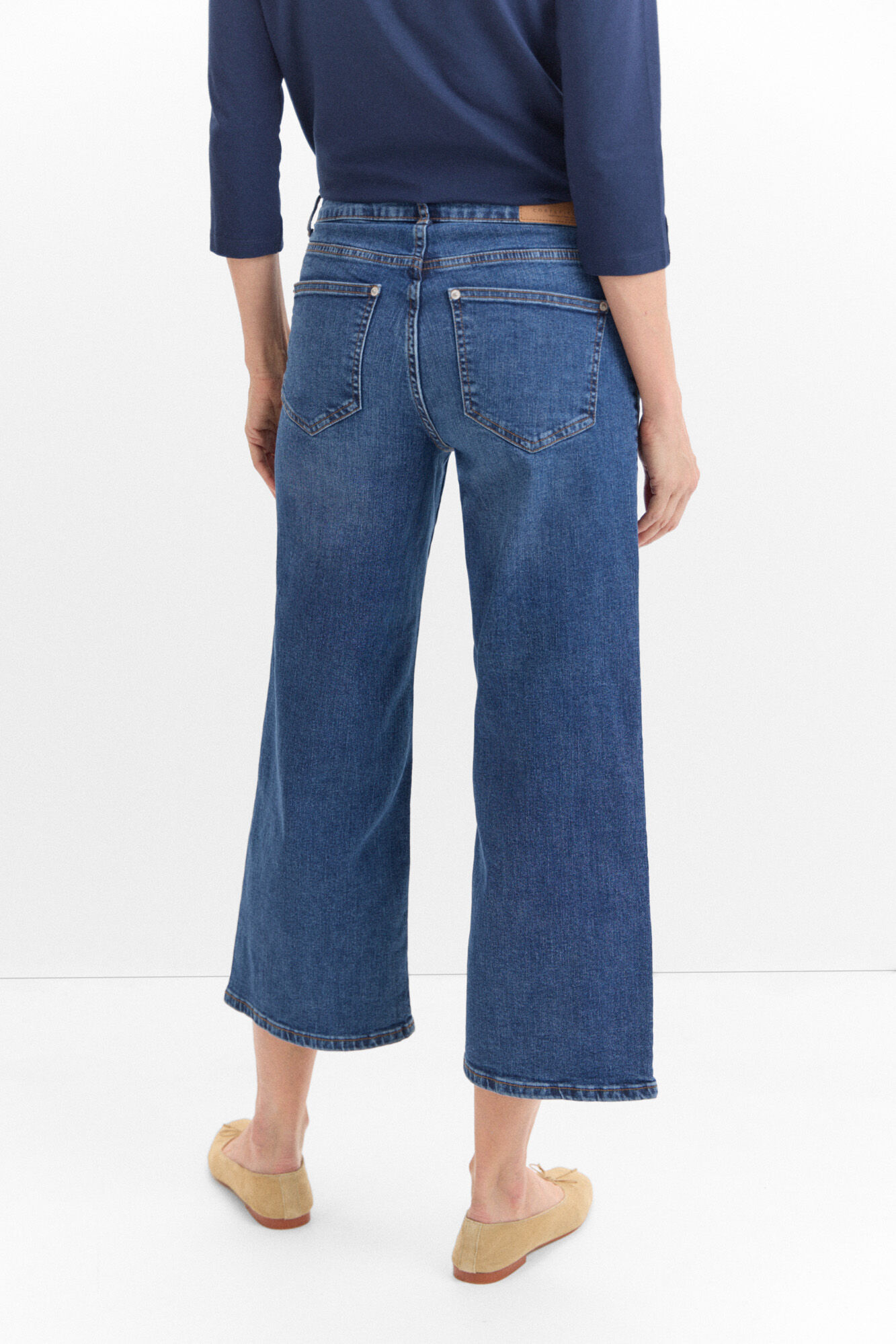 Cortefiel Jeans Palazzo Crop Azul