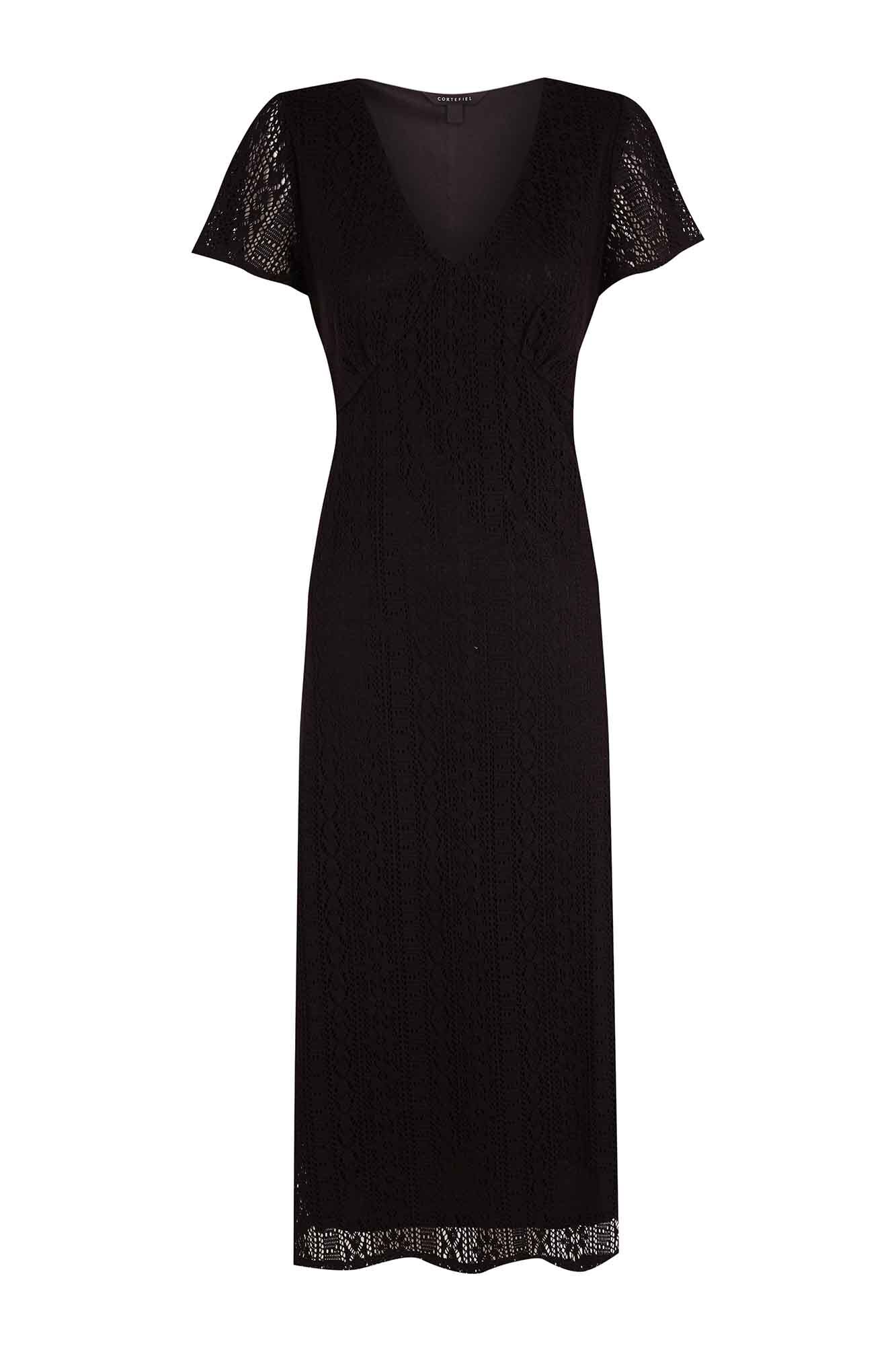Cortefiel Vestido efecto encaje Negro
