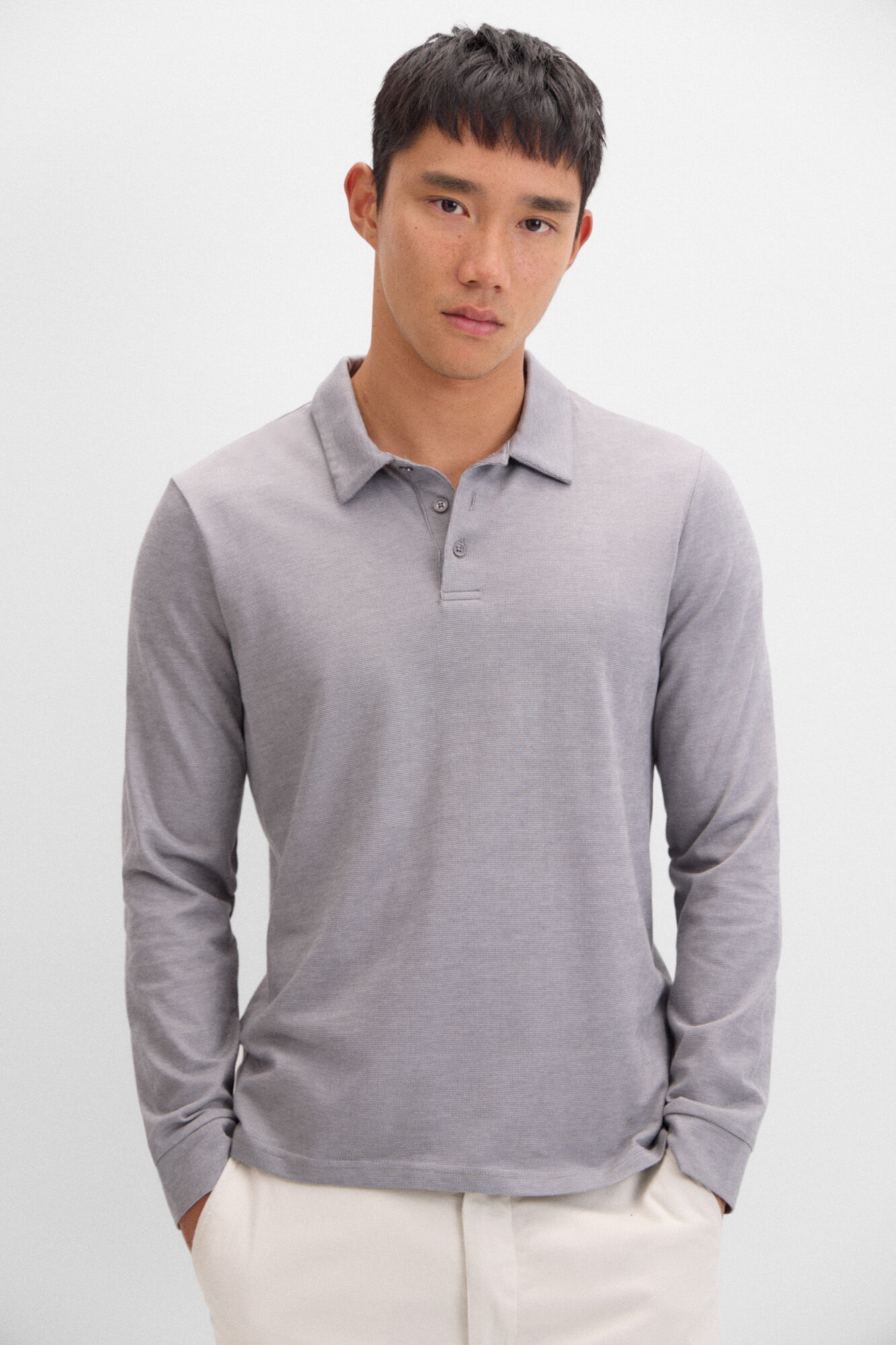 Cortefiel Polo algod&oacute;n tencel manga larga