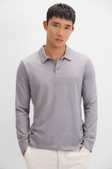 Cortefiel Polo algod&oacute;n tencel manga larga Gris