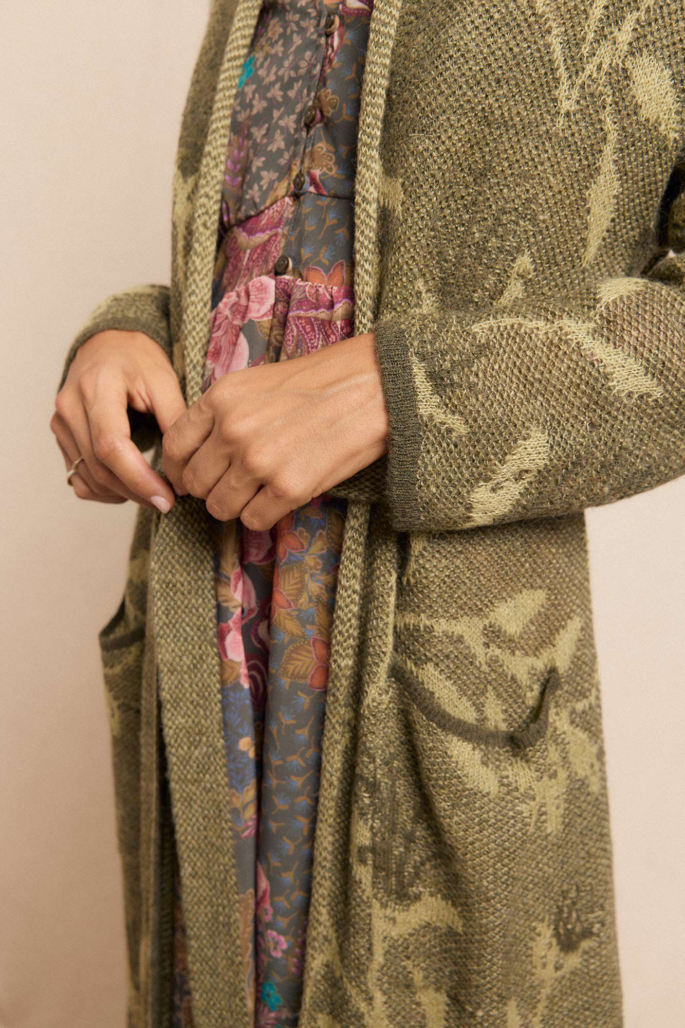 Slowlove Chamarra larga jacquard Verde