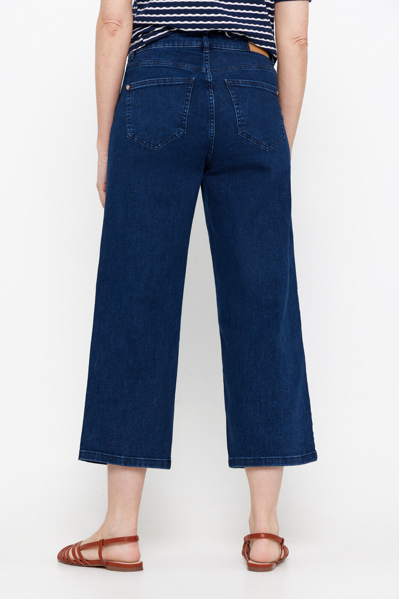 Cortefiel pantal&oacute;n denim fit palazzo crop Azul