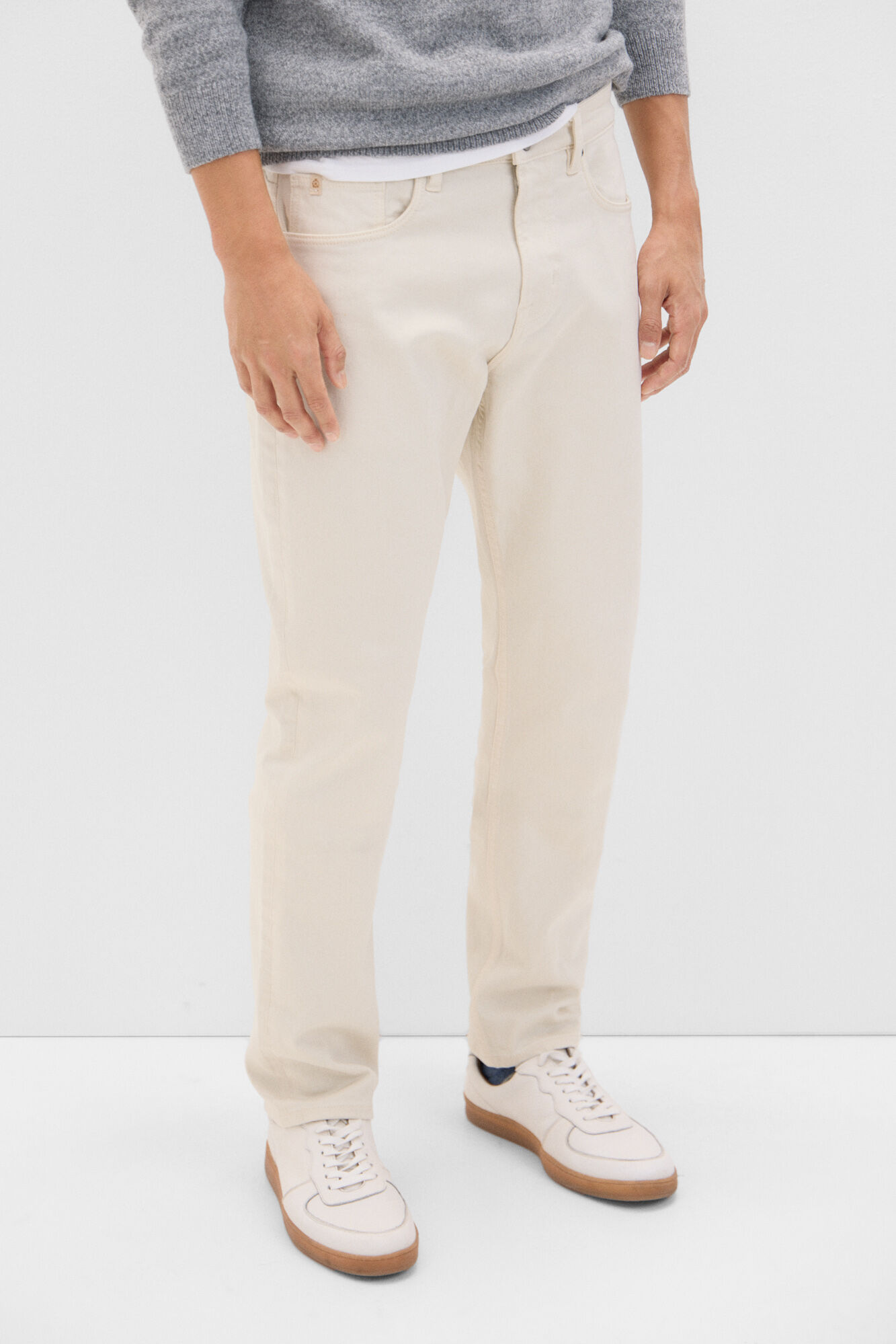 Cortefiel Pantal&oacute;n 5 bolsillos color regular fit Marfil