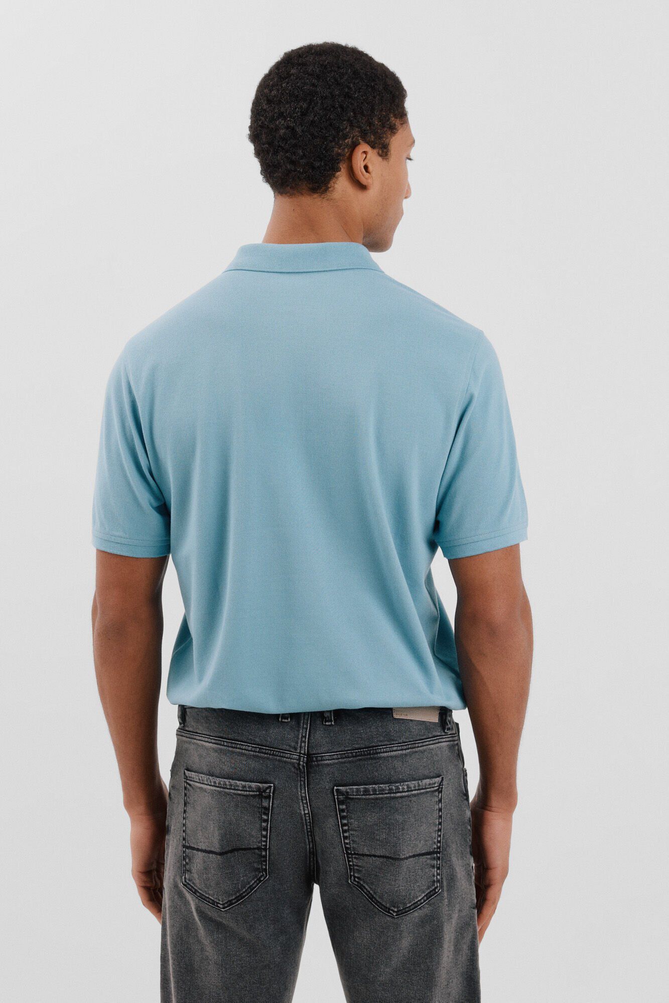 Cortefiel Polo b&aacute;sico piqu&eacute; Azul