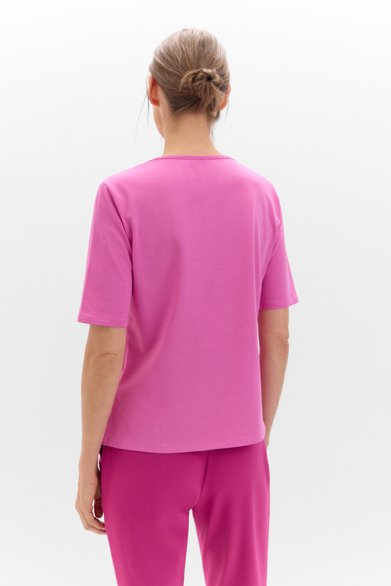 Cortefiel Camiseta b&aacute;sica con botones dorados Rosa