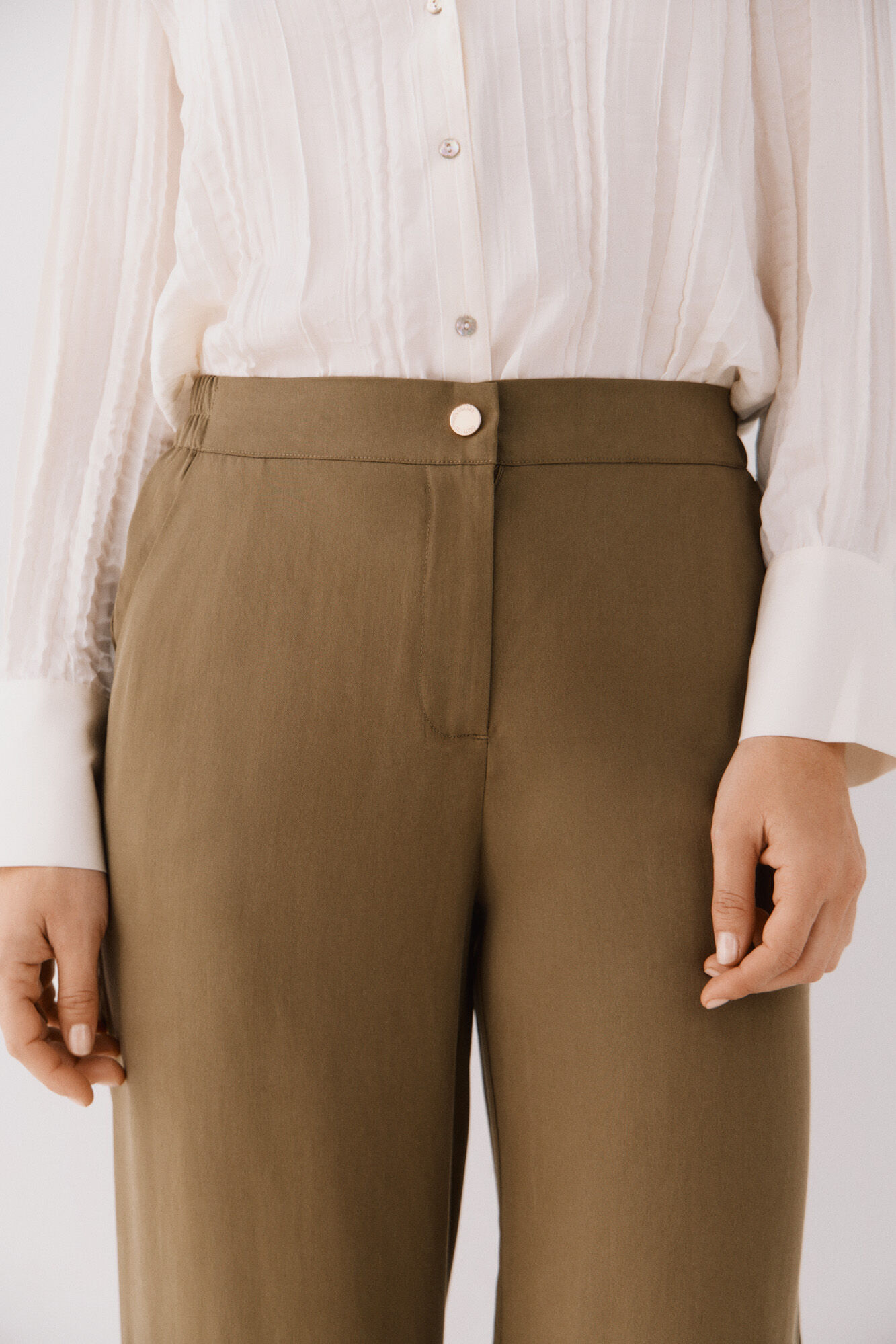 Cortefiel Pantal&oacute;n de tencel Kaki