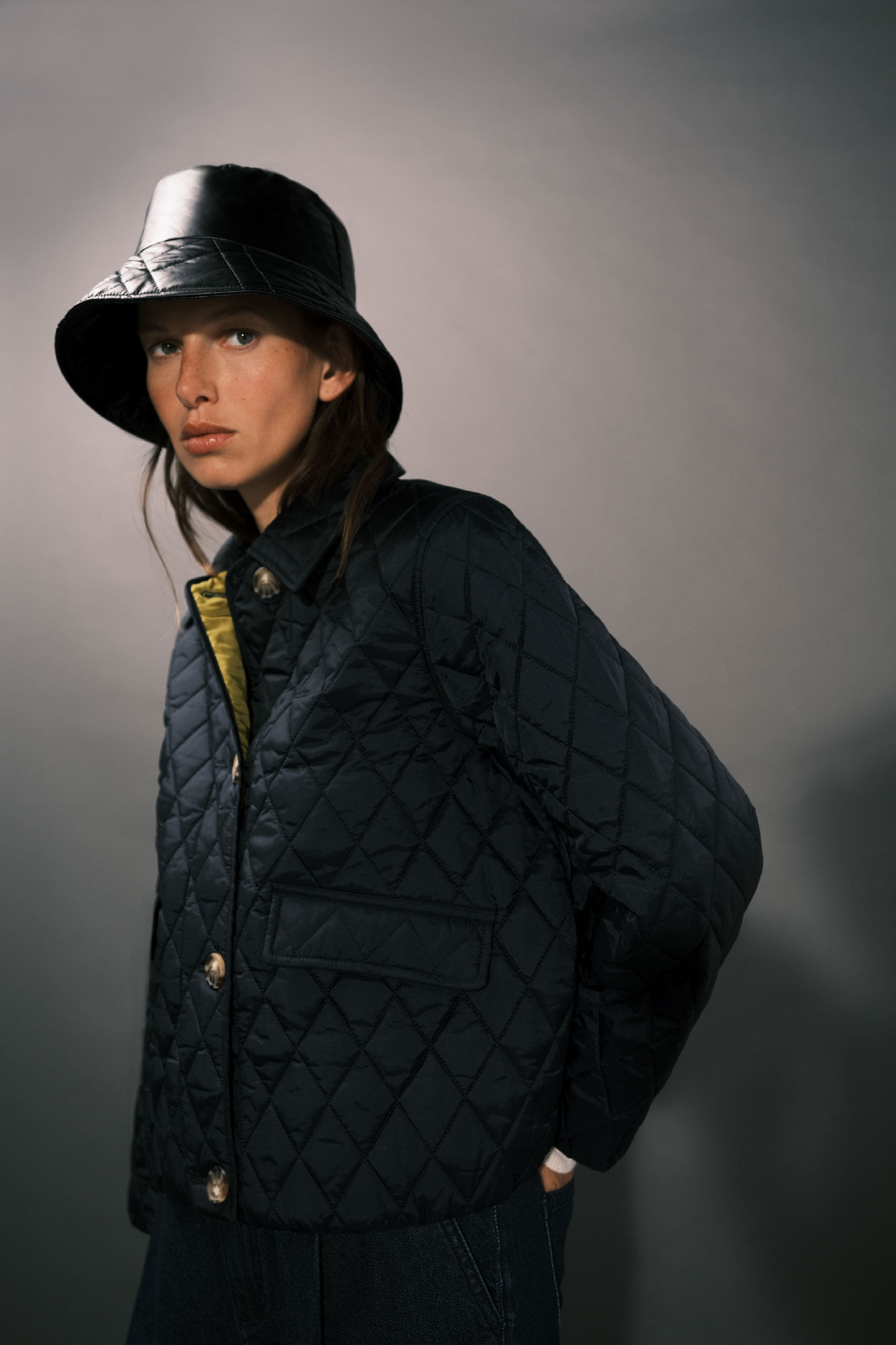Cortefiel Anorak acolchado con botones Azul marino