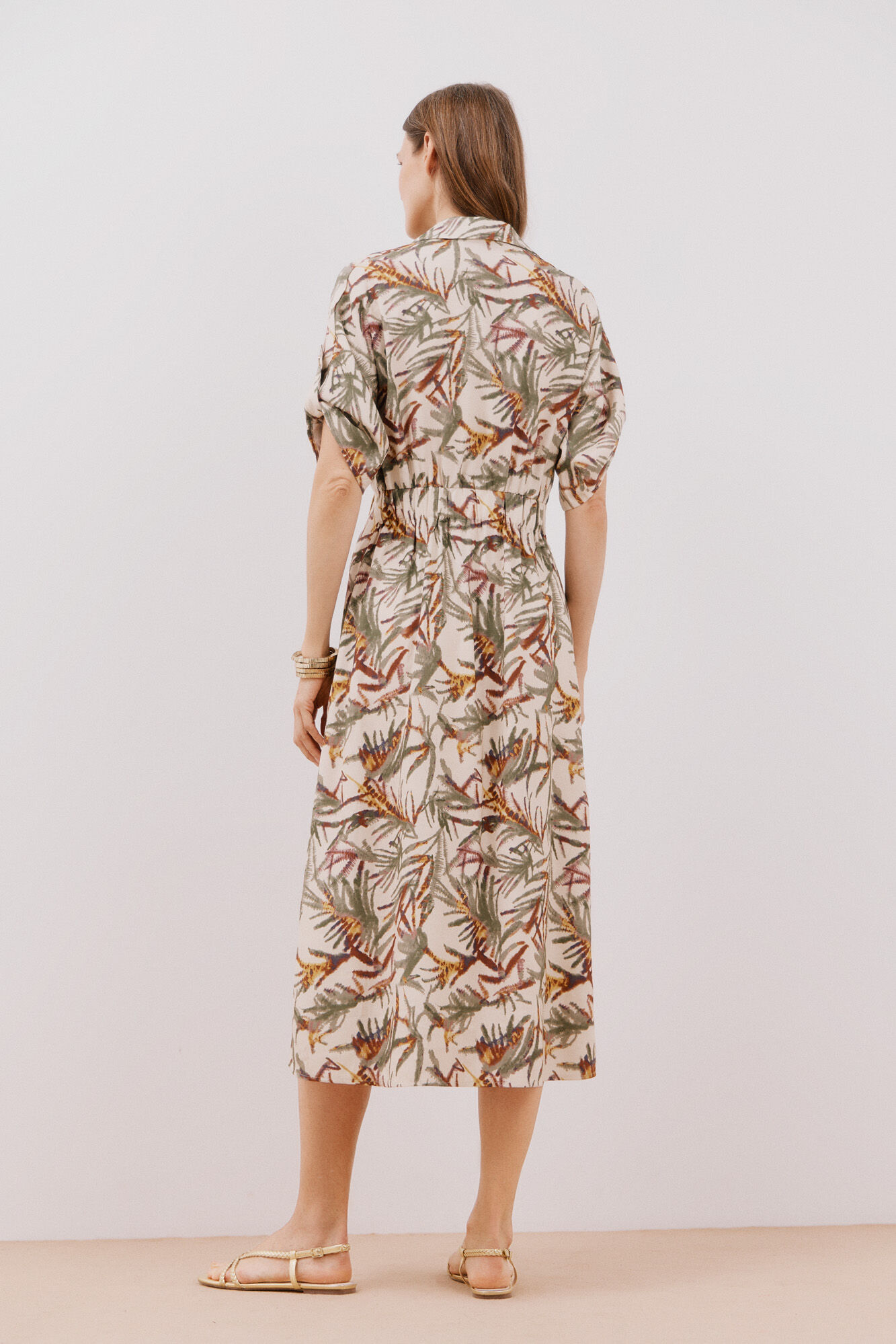 Cortefiel Vestido estampado midi Estampado blanco