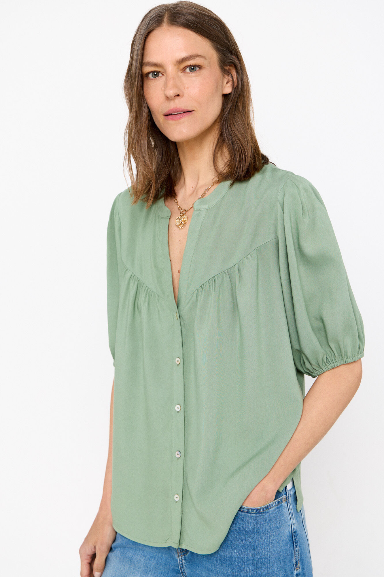 Cortefiel Blusa estampada manga corta