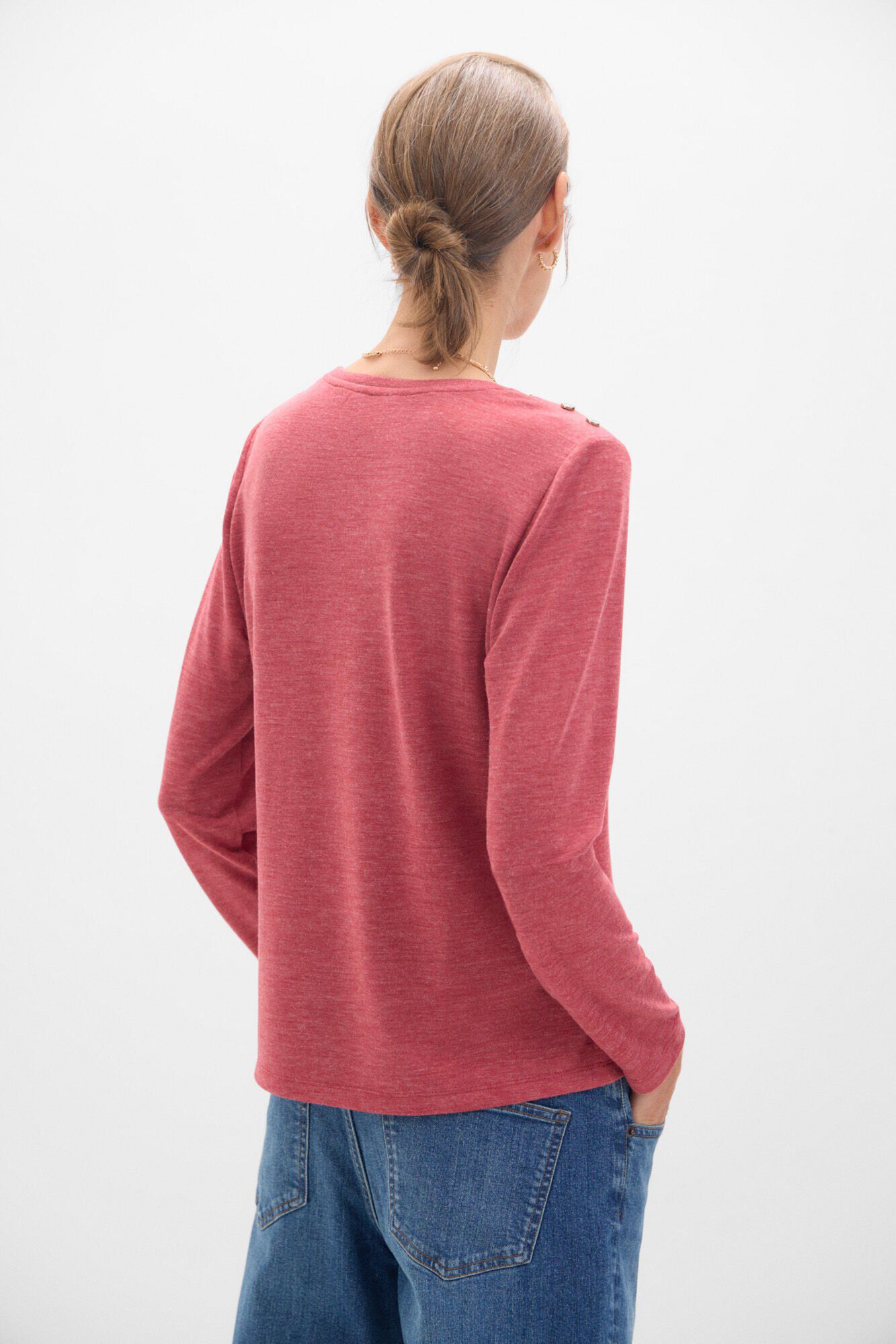 Cortefiel Camiseta manga larga con botones Vino