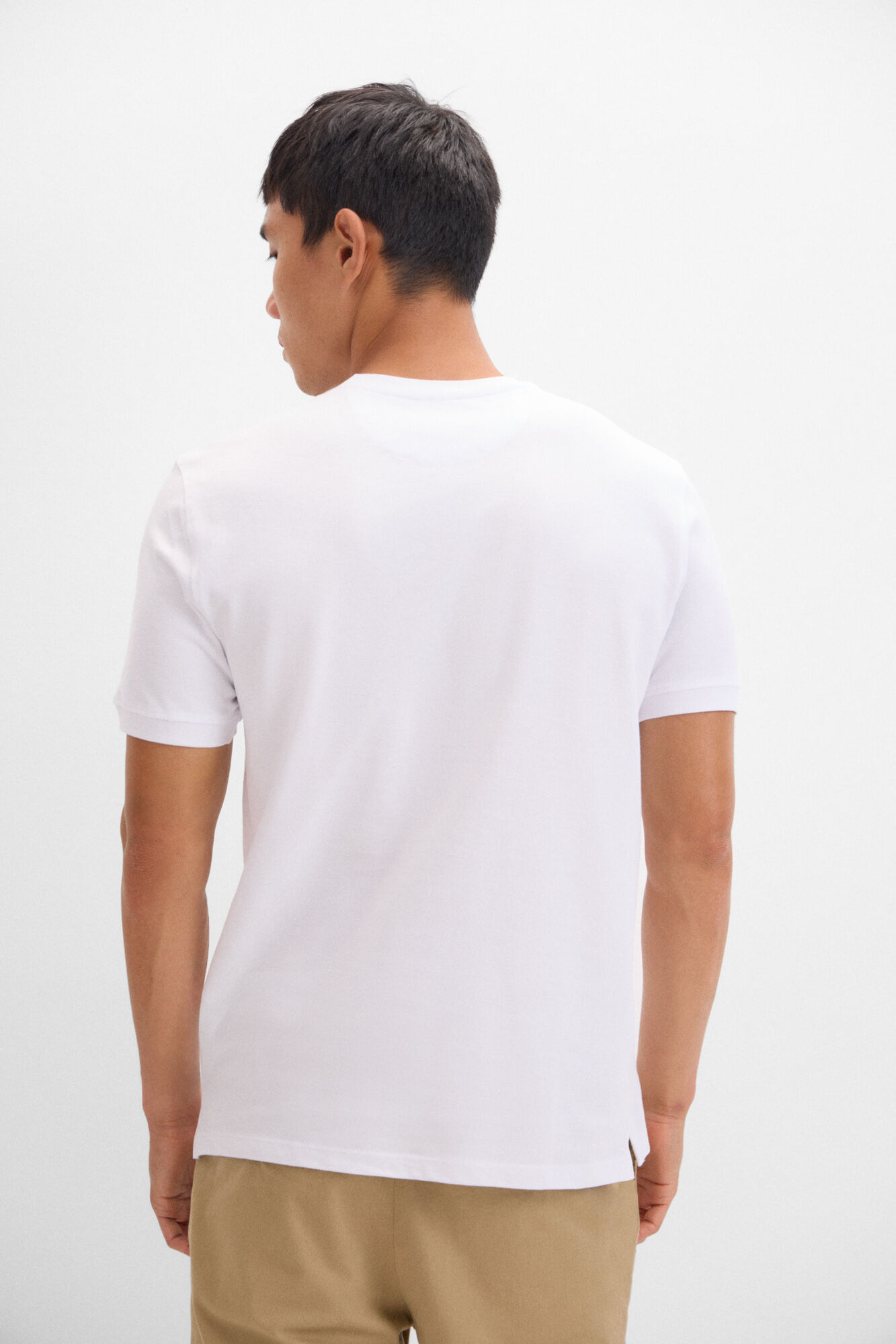 Cortefiel Camiseta b&aacute;sica piqu&eacute; Blanco