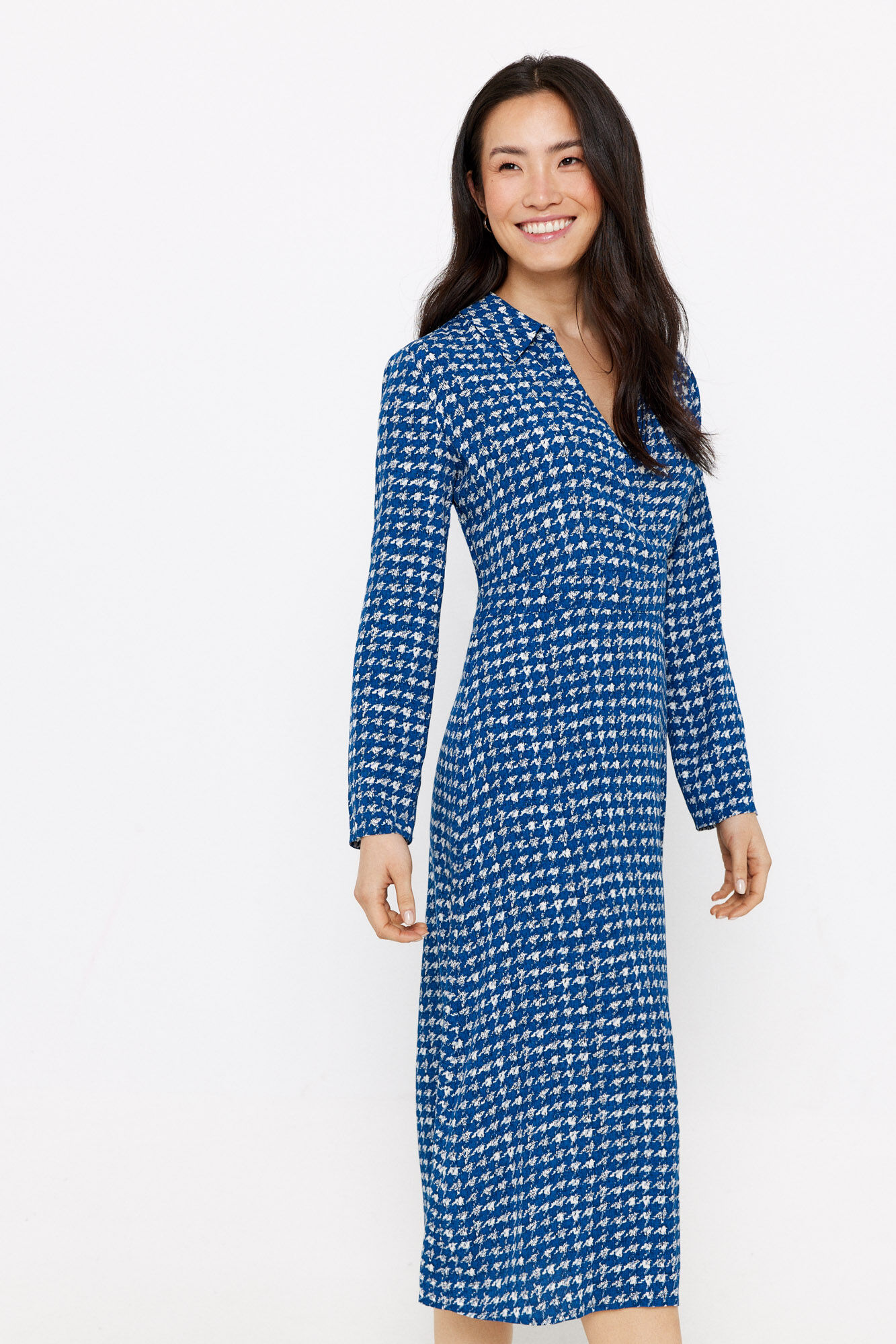 Cortefiel Vestido midi estampado Estampado azul