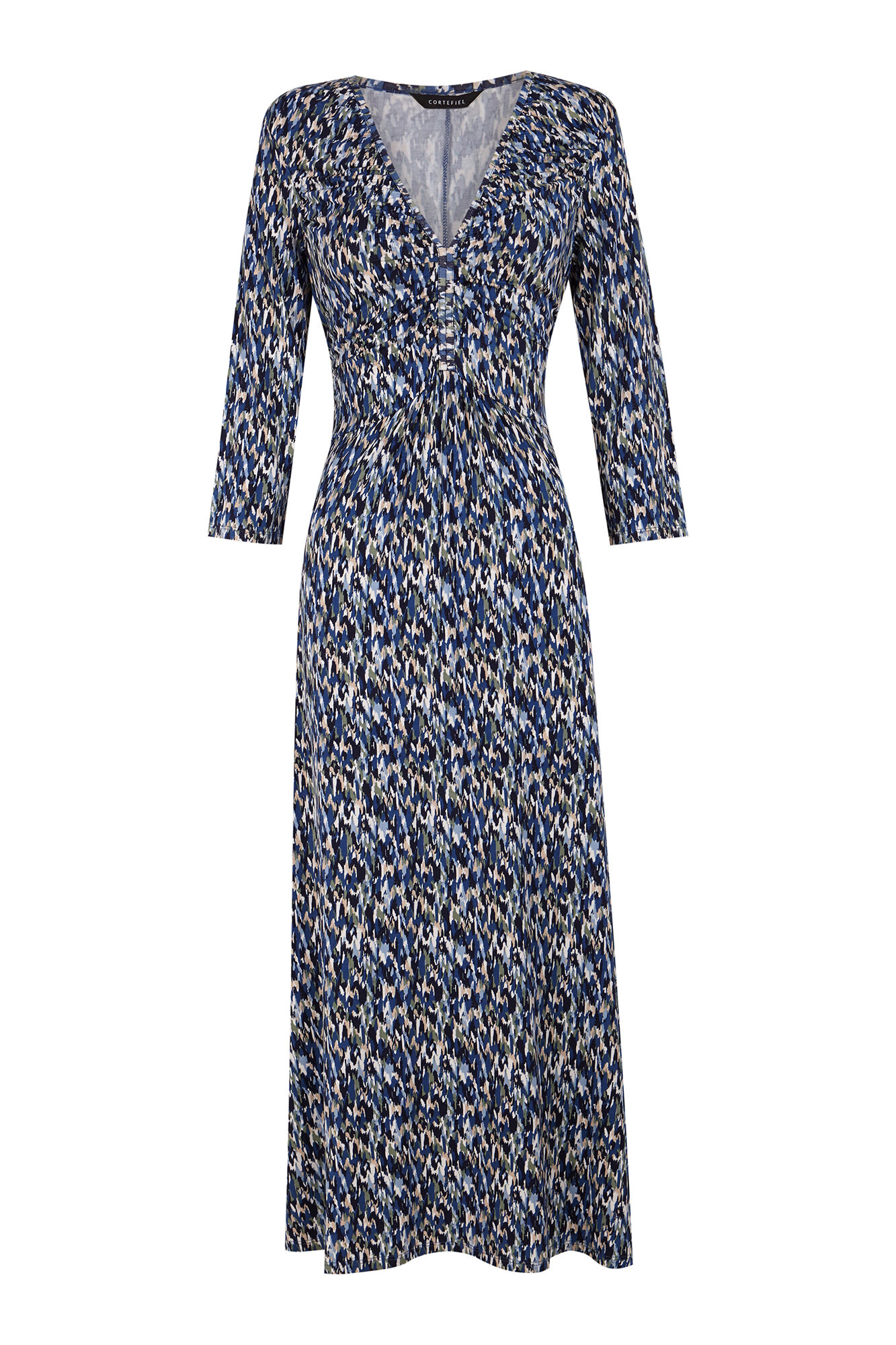 Cortefiel Vestido fruncido estampado Estampado azul
