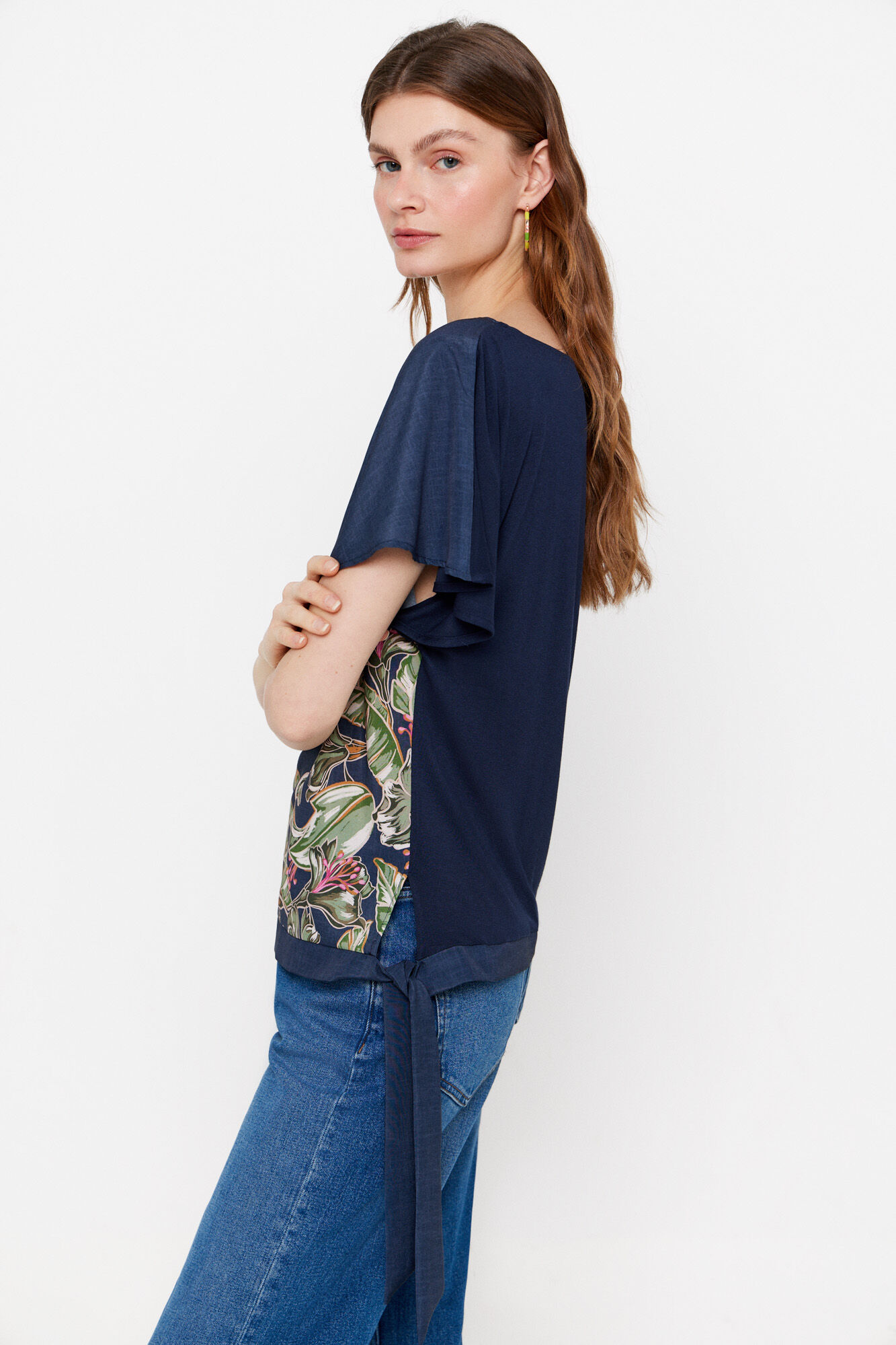 Cortefiel Top combinado estampado Azul marino