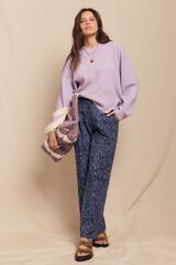 Slowlove Pantal&oacute;n de jacquard con pinzas Azul marino