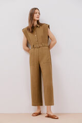 Cortefiel Jumpsuit con cintur&oacute;n al tono Kaki