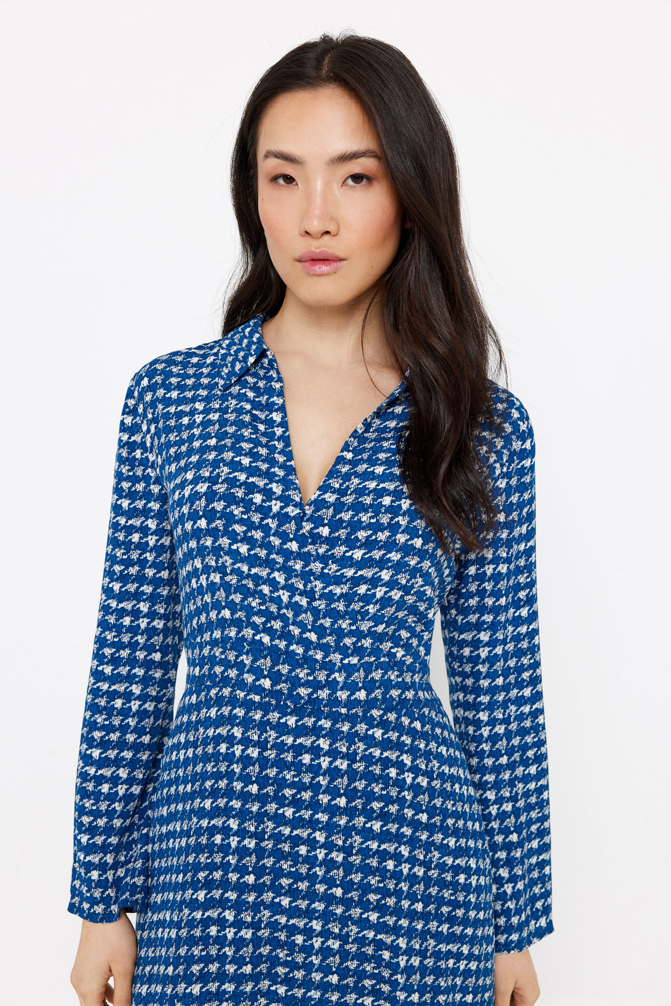 Cortefiel Vestido midi estampado Estampado azul