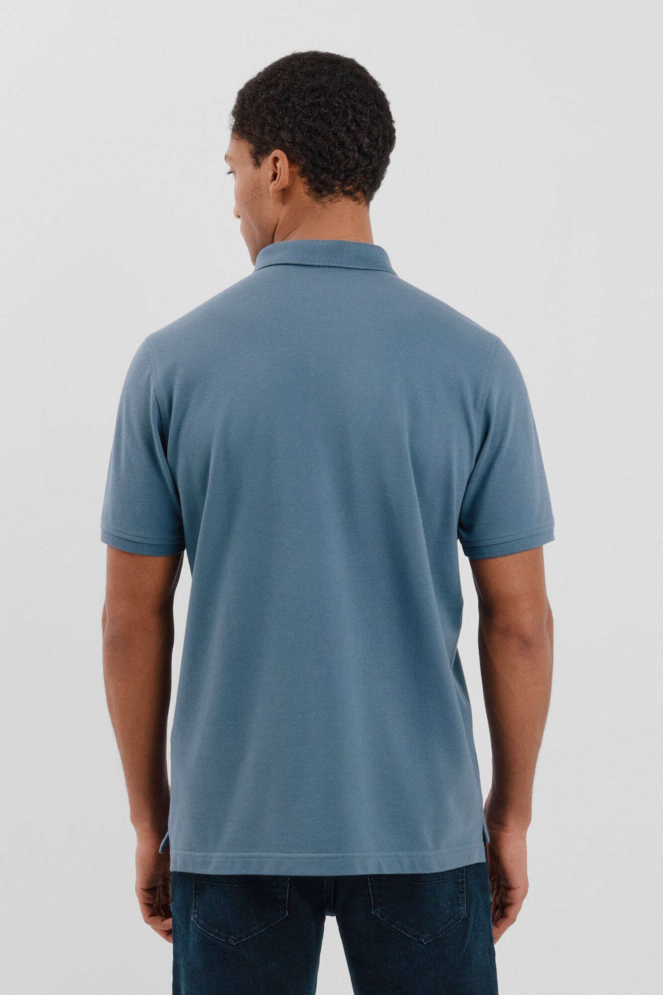 Cortefiel Polo b&aacute;sico piqu&eacute; Azul