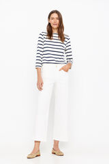 Cortefiel pantal&oacute;n denim fit palazzo crop Blanco