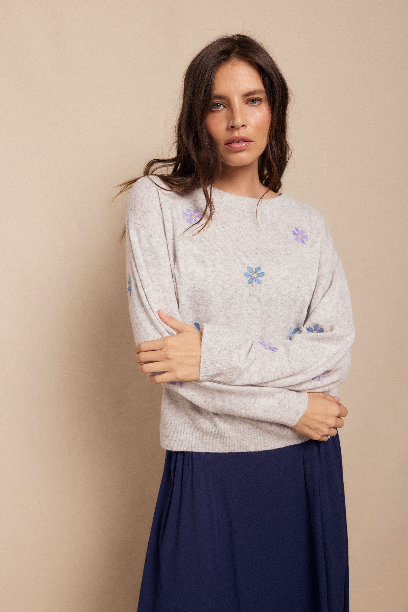 Slowlove Su&eacute;ter bordado Gris