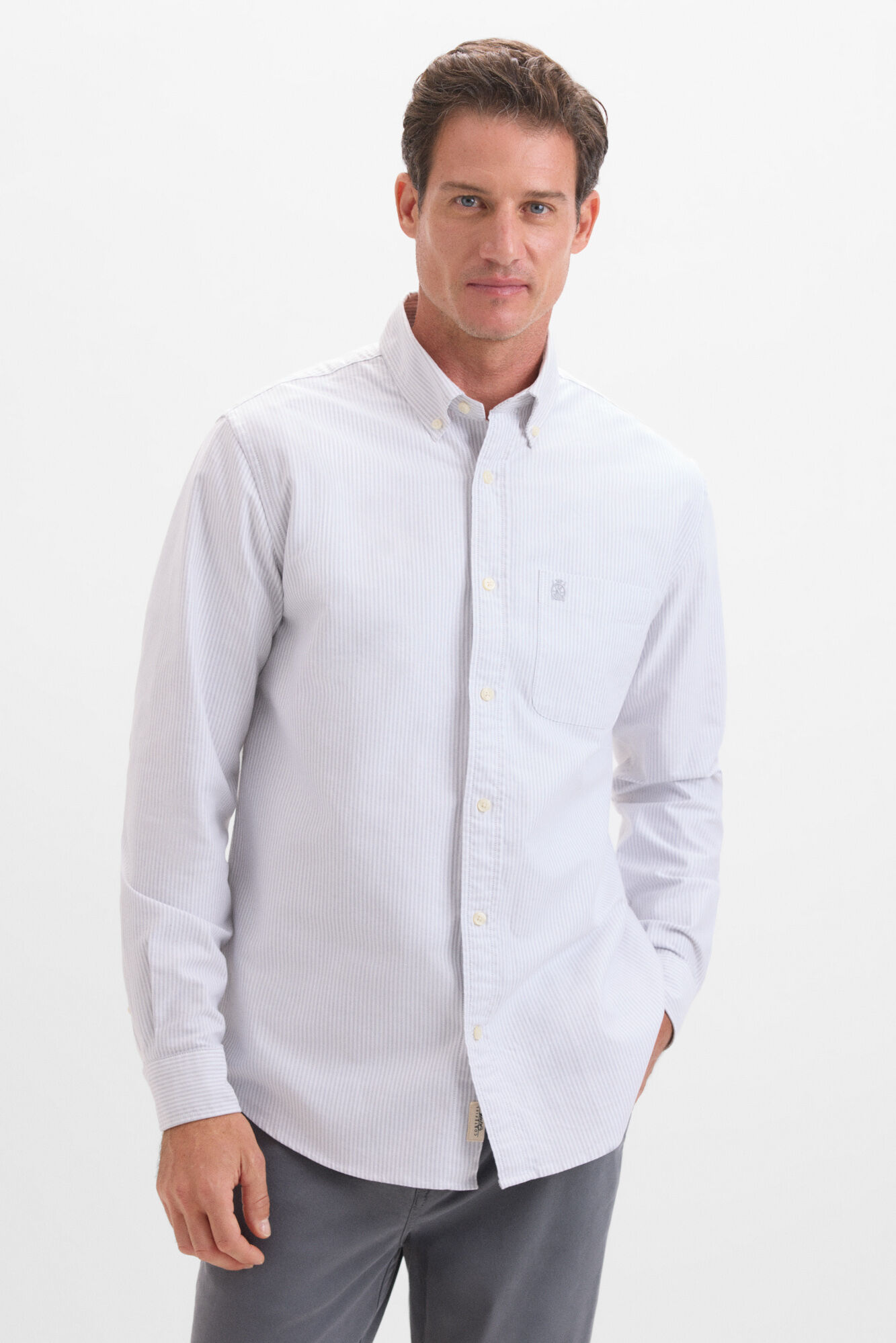 Cortefiel Camisa oxford rayas Gris