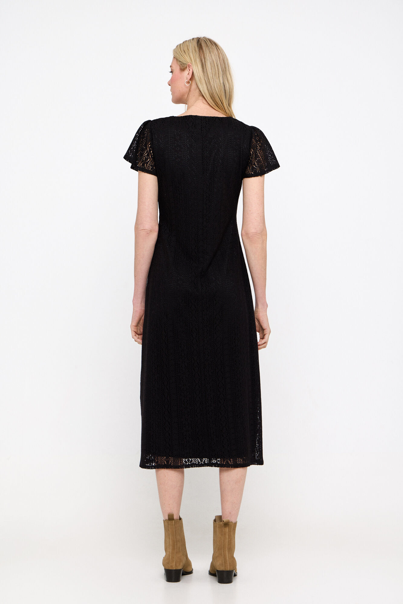 Cortefiel Vestido efecto encaje Negro
