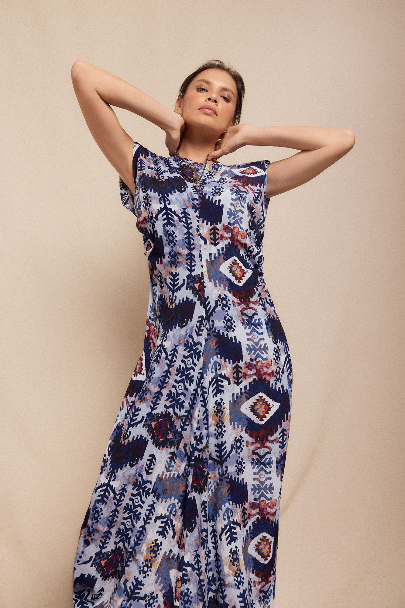 Slowlove Vestido estampado con hombreras Multicolor