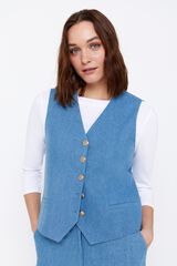 Cortefiel Chaleco tejido denim Azul