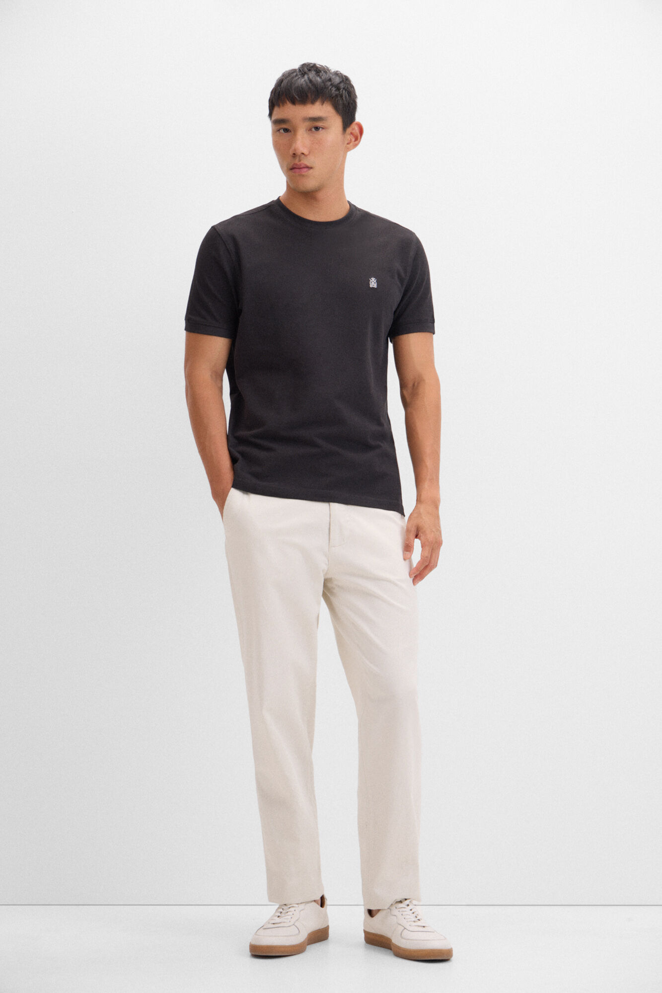 Cortefiel Camiseta b&aacute;sica piqu&eacute; Negro