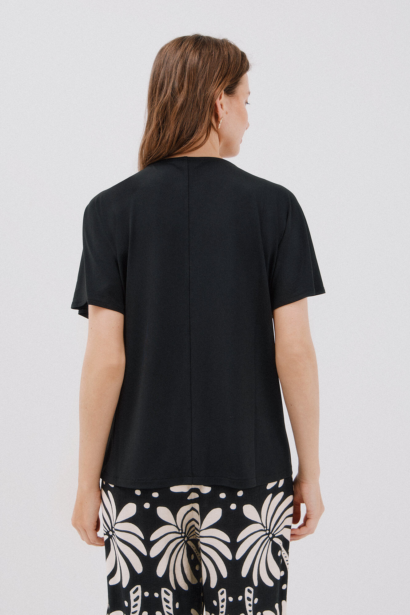 Cortefiel Playera b&aacute;sica fluida Negro
