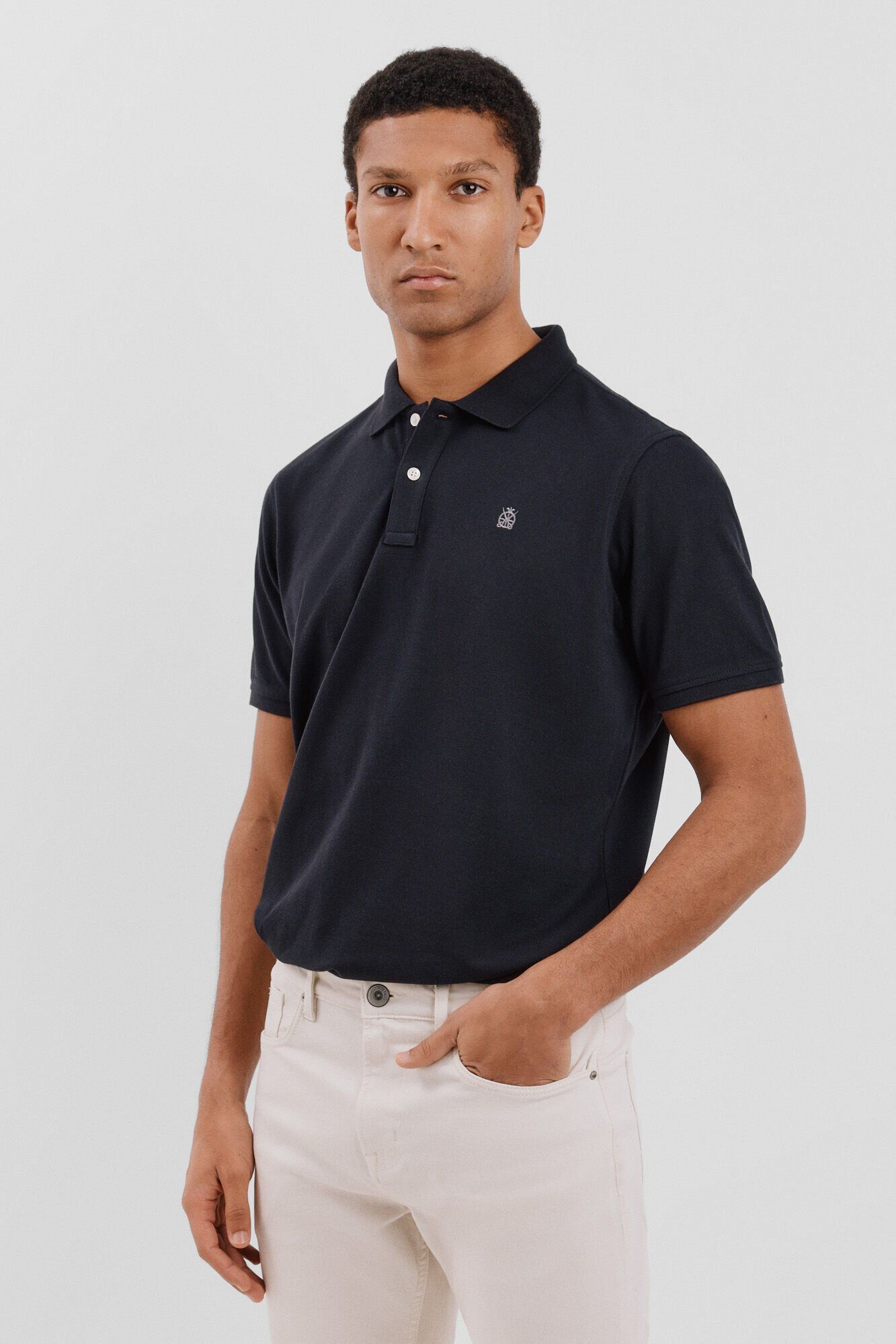 Cortefiel Polo b&aacute;sico piqu&eacute; Negro