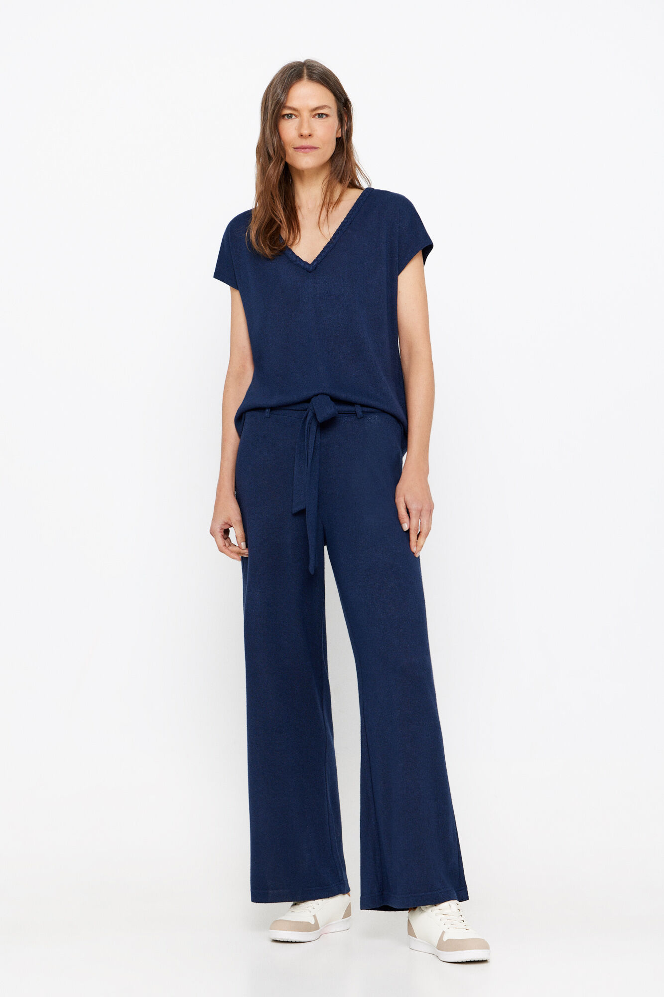 Cortefiel Pantal&oacute;n punto crop Azul marino