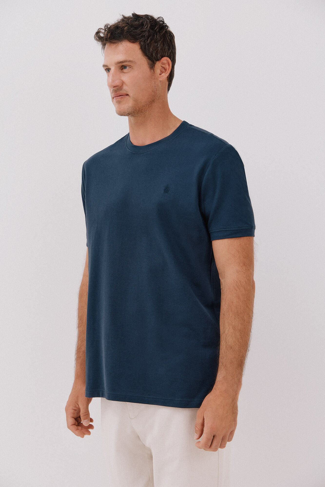 Cortefiel Playera b&aacute;sica piqu&eacute; Azul oscuro