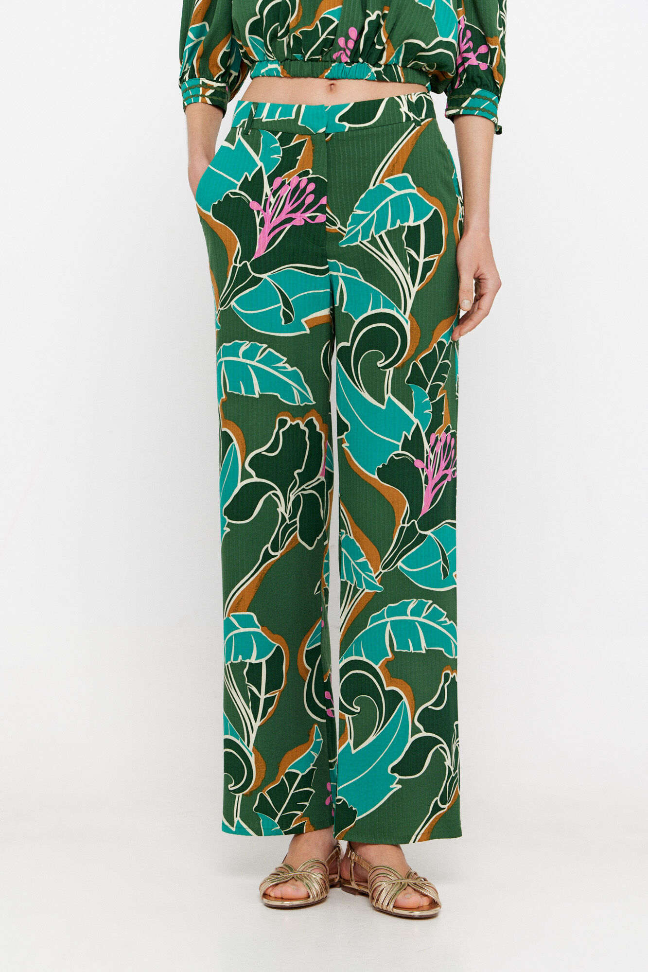 Cortefiel Pantal&oacute;n estampado tropical